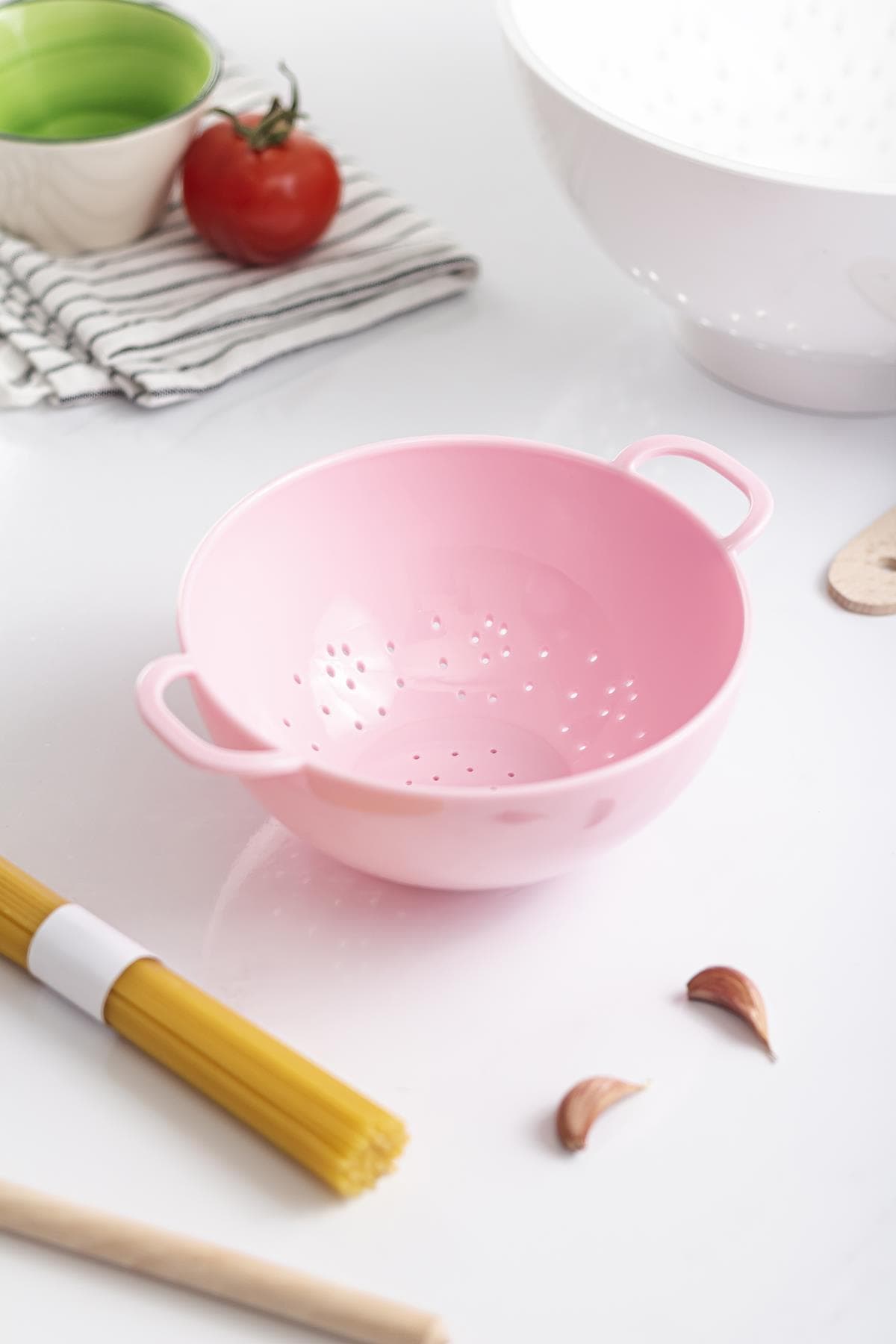 Ew's Akrilik Soft Pembe Mini Pirinç Süzgeci & Bakliyat Süzgeci 3 Su Bardağı Ölçülü 3