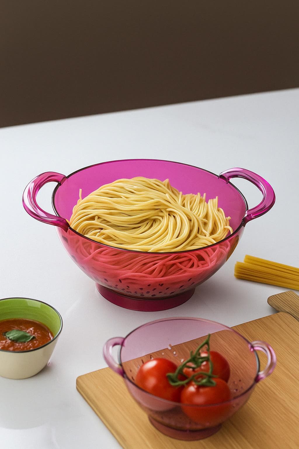 EW's Kitchenware Akrilik Pembe Makarna Süzgeci - Büyük Boy, Darbelere Dayanıklı, BPA İçermez 4