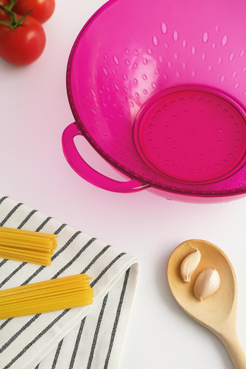 EW's Kitchenware Akrilik Pembe Makarna Süzgeci - Büyük Boy, Darbelere Dayanıklı, BPA İçermez 6