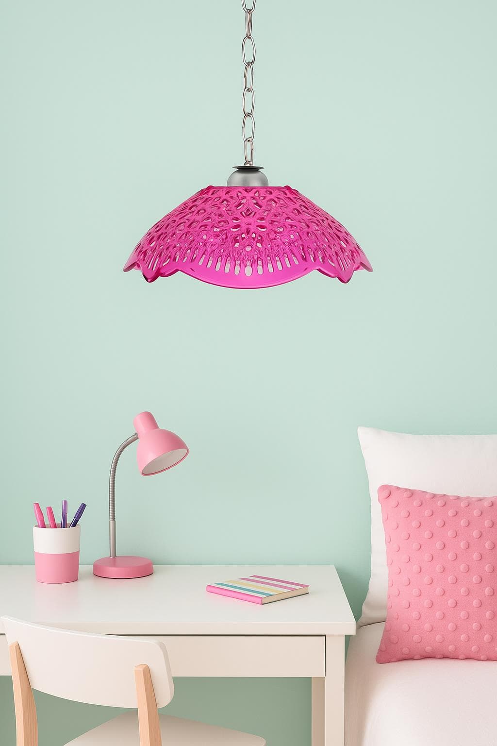 Pembe Akrilik Avize Modern Dekoratif Aydınlatma 35x35x12 cm