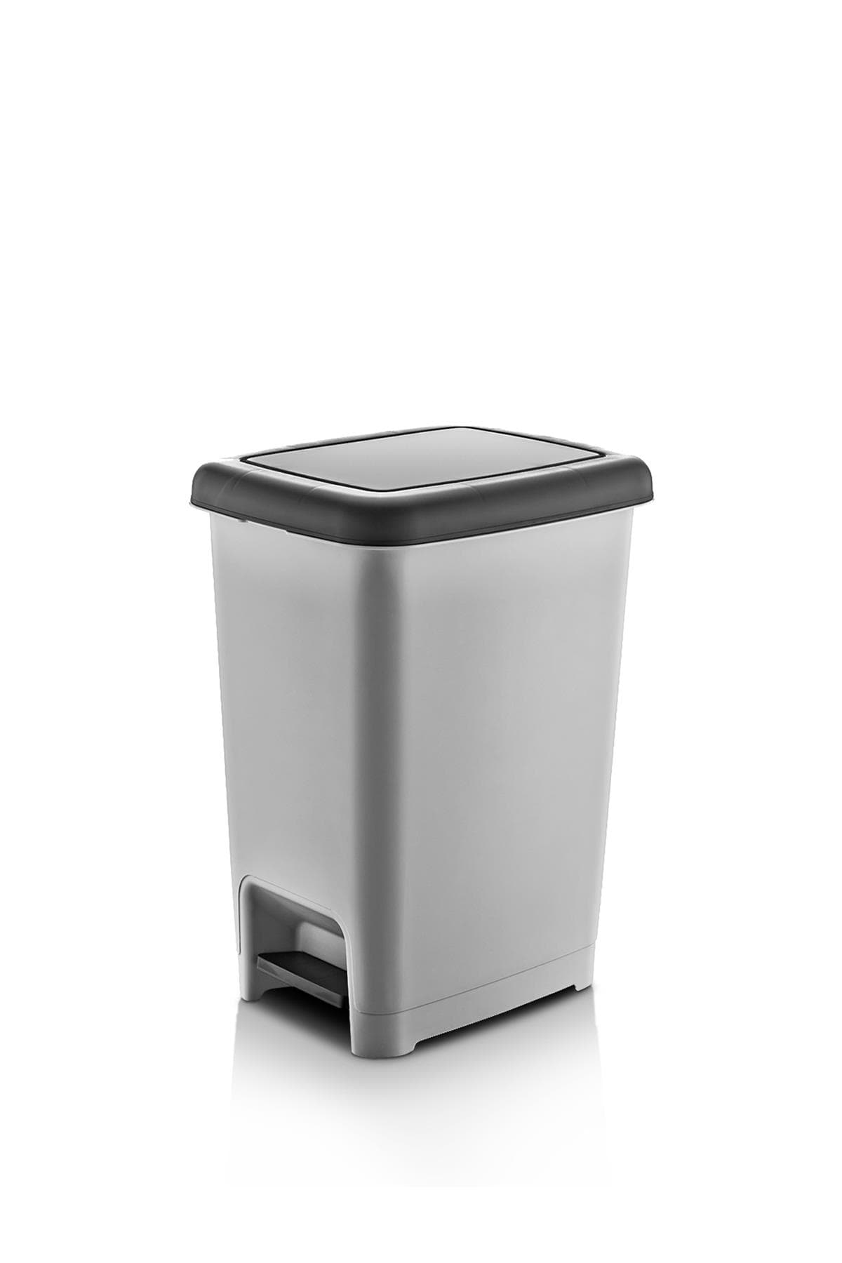 25 Litre Basmalı Çöp Kovası - Gri Plastik, 26x37x46 cm 4