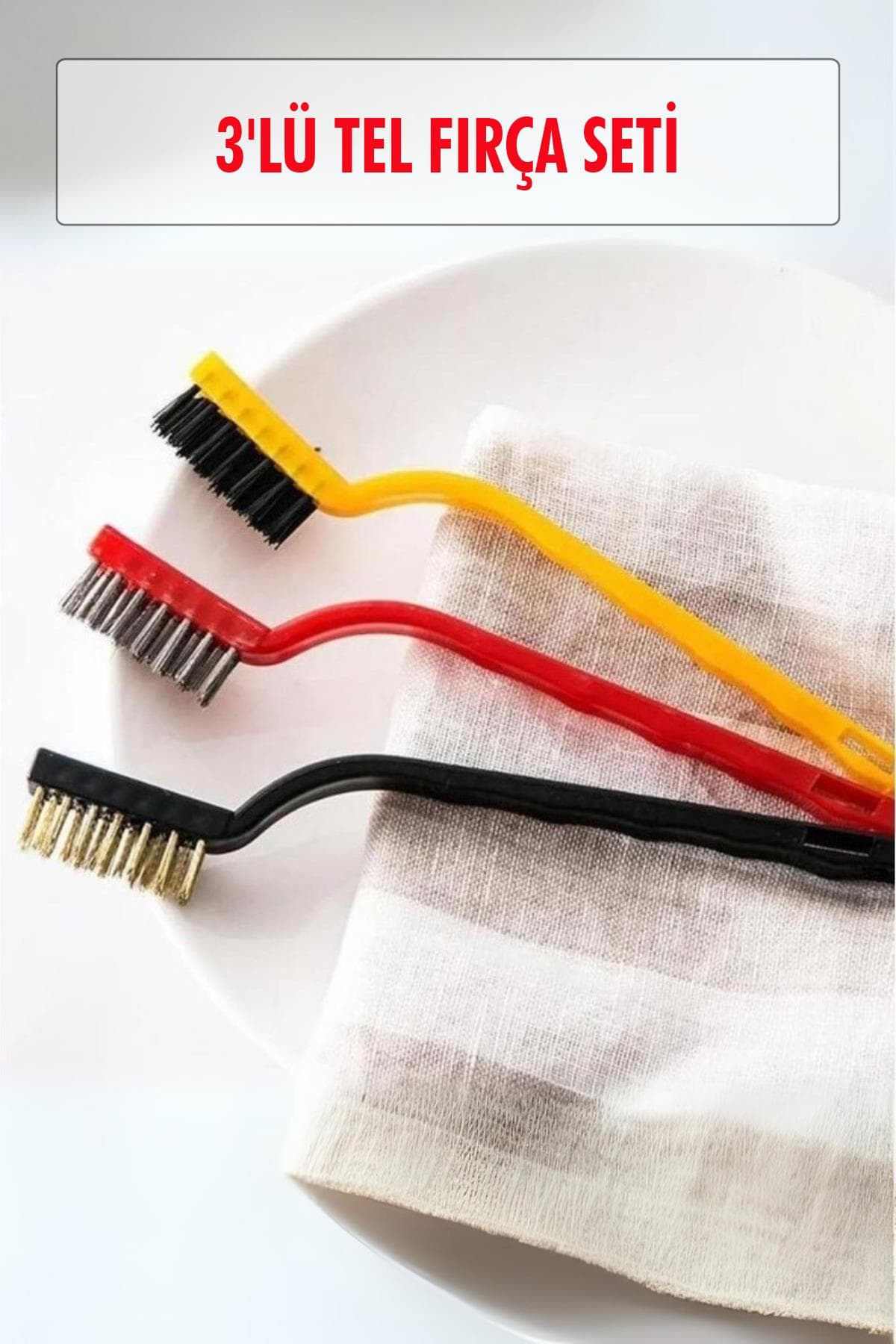 3'lü Tel Fırça Seti