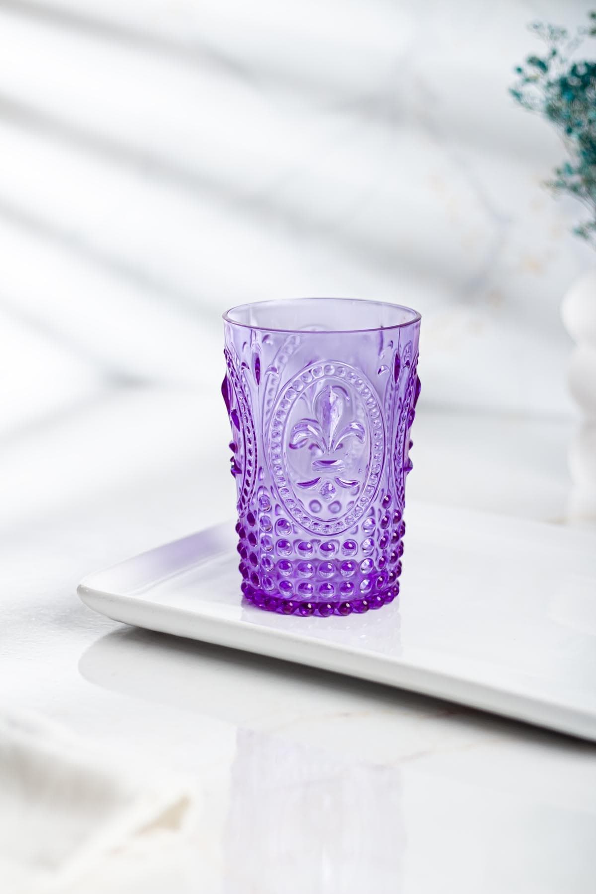 Akrilik Mor Kısa Bardak & Su Meşrubat Kahve Yanı Bardağı 400 ml ( Cam Değildir ) 3