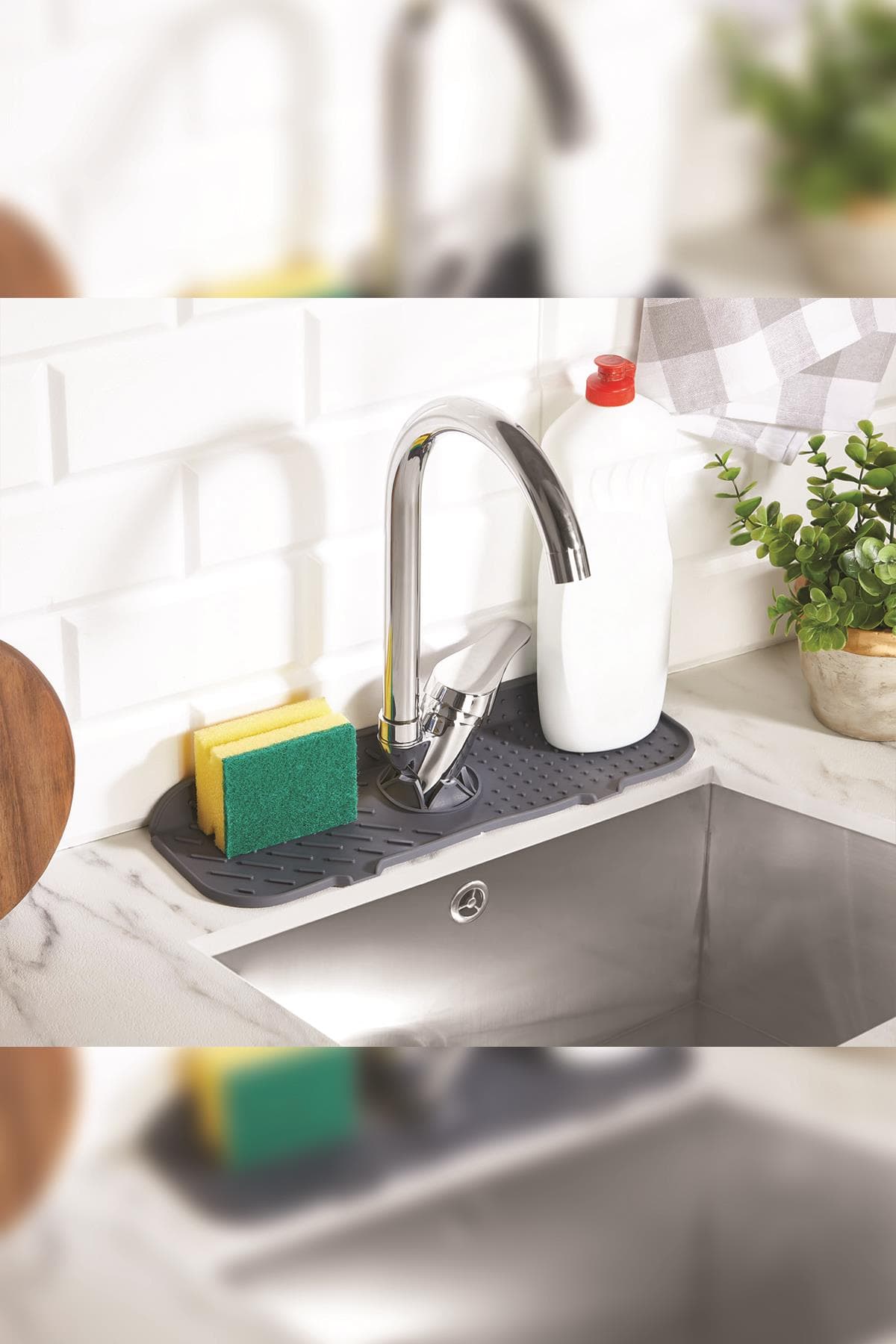 Silikon Lavabo Matı 13x36 cm - Su Geçirmez Tezgah Koruyucu, Kolay Temizlenir 3