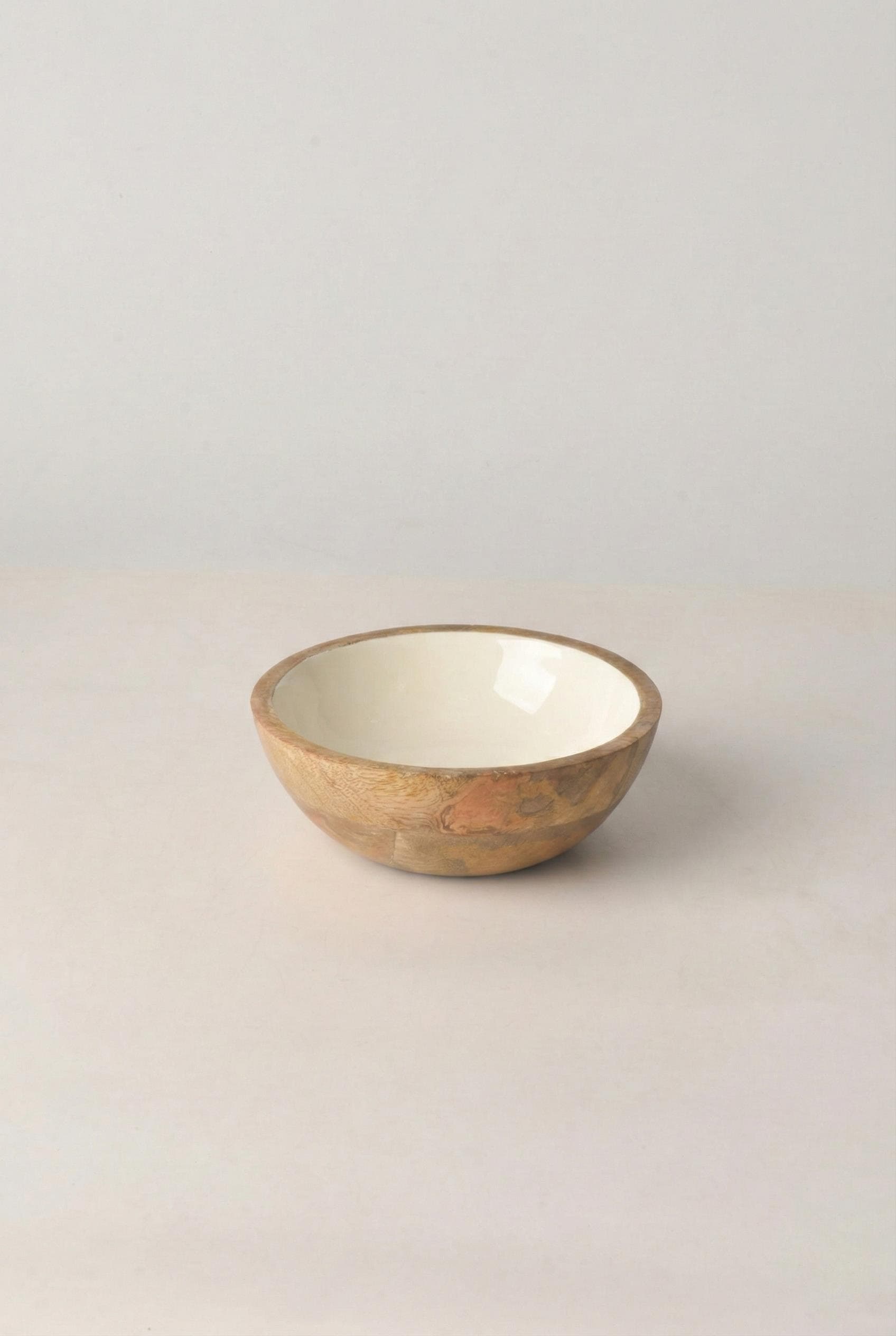 Mango Ağacı Sunum Servis Kasesi 20 cm Krem - Dekoratif Ahşap Kase 6