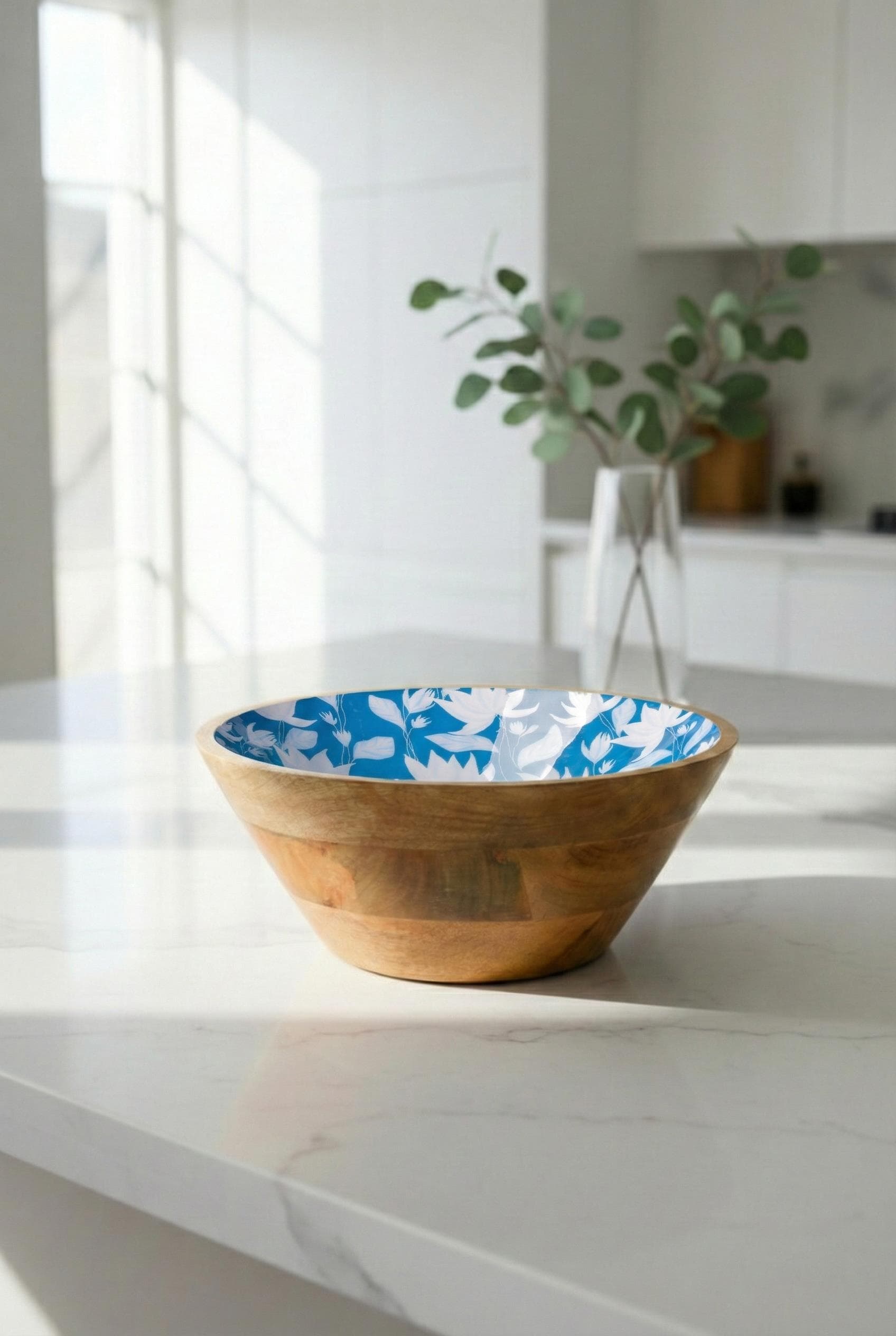 Mango Ağacı Sunum Servis Kasesi 25 cm Desenli - Dekoratif Ahşap Kase