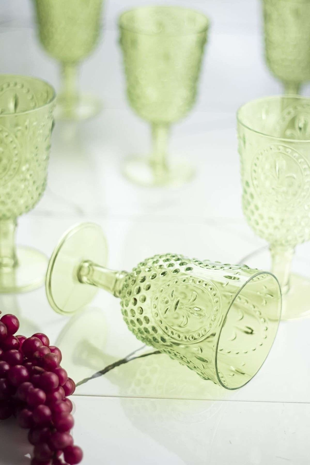 Akrilik Yeşil Tekli Kadeh & Su Meşrubat Kahve Yanı Bardağı 450 Ml 4