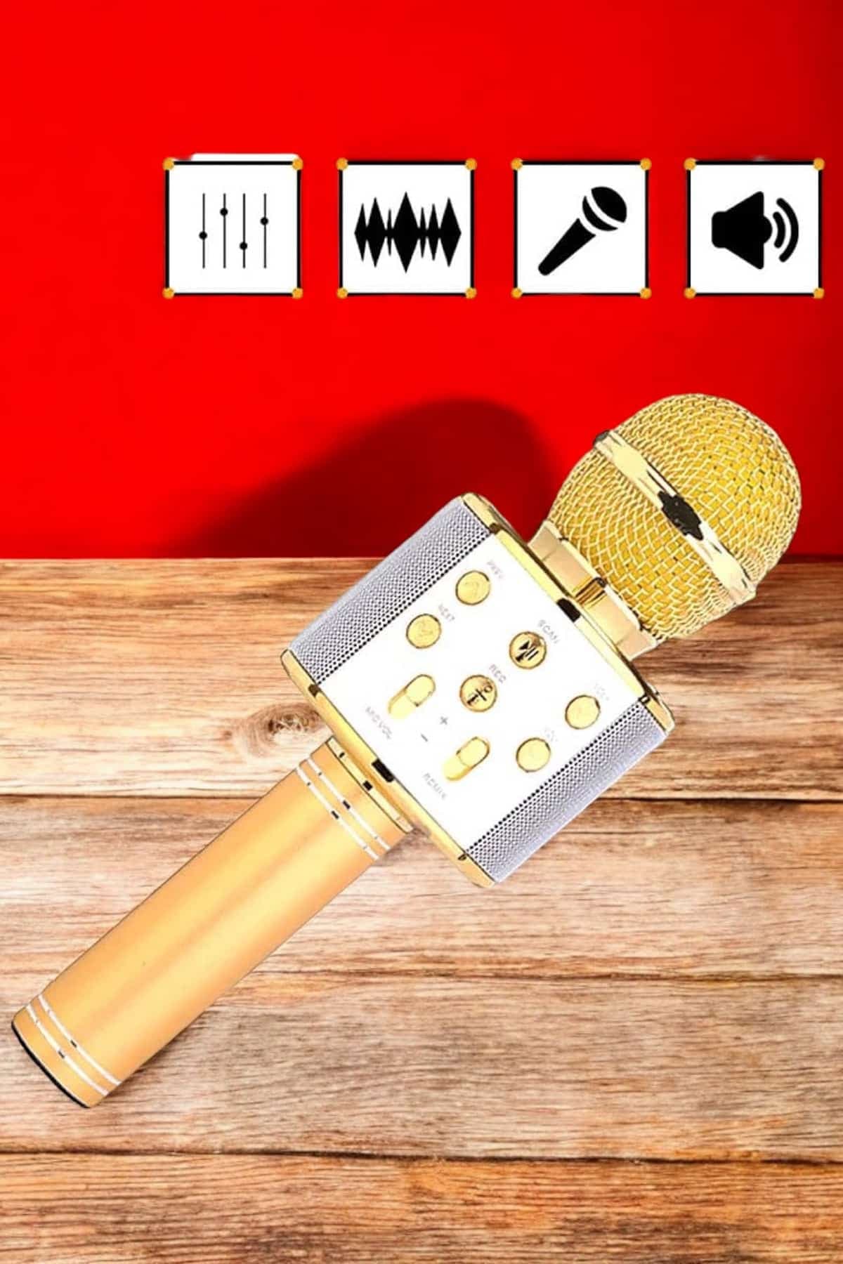 Şarjlı ve Uzun Pil Ömürlü Karaoke Mikrofon USB Bellek Destekli, Profesyonel Ses 5