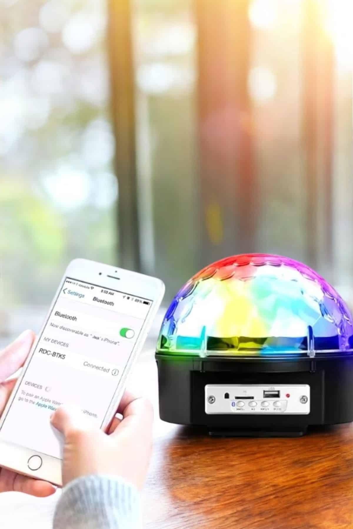 Bluetooth ve Uzaktan Kumandalı Çok Renkli Masaüstü Disko Topu 5