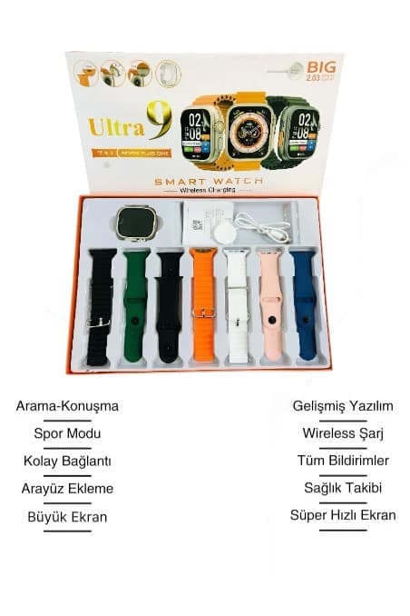 Akıllı Saat 2.09 İnç HD Ekran Bluetooth Sağlık Takibi Spor Modları 4