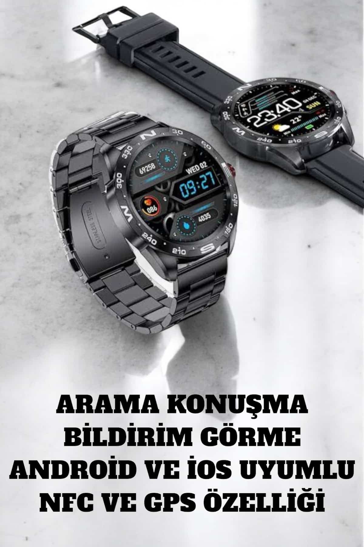 GT3 Max Akıllı Saat Arama Cevaplama Titreşim Bildirim Nabız Uyku Takibi Siyah 3