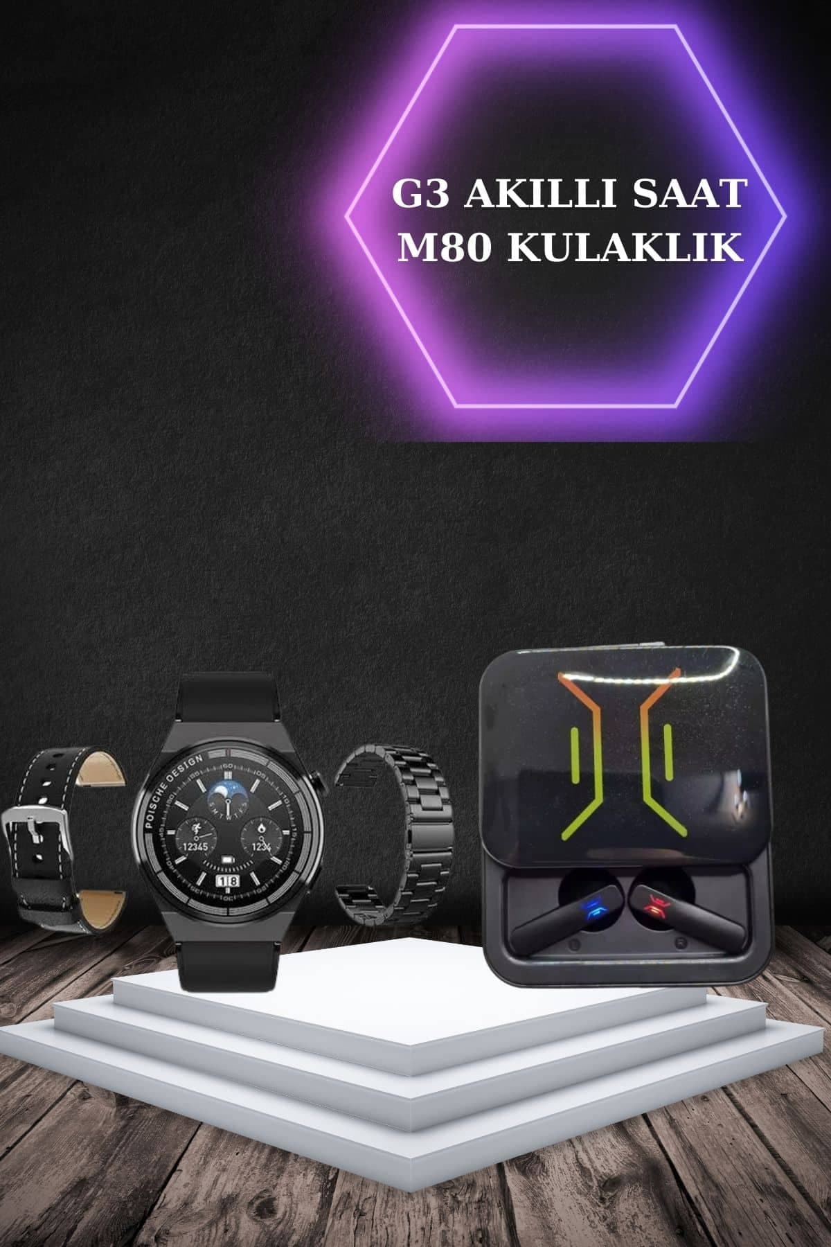 Dijital Göstergeli Bluetooth Kulaklık ve Bildirim Görebilen Akıllı Saat Alarm ve Titreşim 6