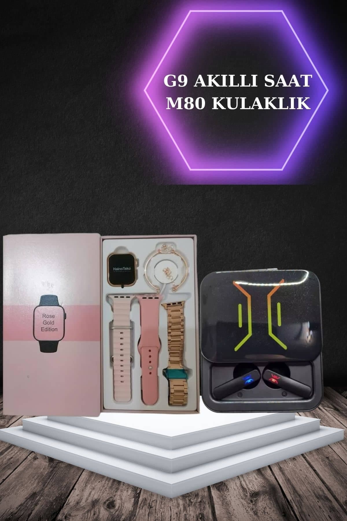 Wireless Şarjlı Akıllı Saat ve Dijital Göstergeli Kablosuz Bluetooth Kulaklık Nabız Ölçer 6