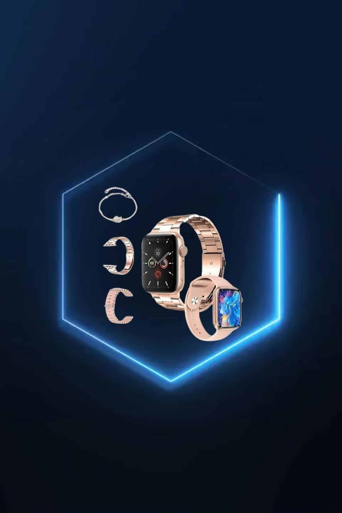 Yeni Nesil Pembe Dokunmatik Ekran Akıllı Saat ve Oyuncu Kulaklığı Kablosuz Bluetooth Kulaklık 3