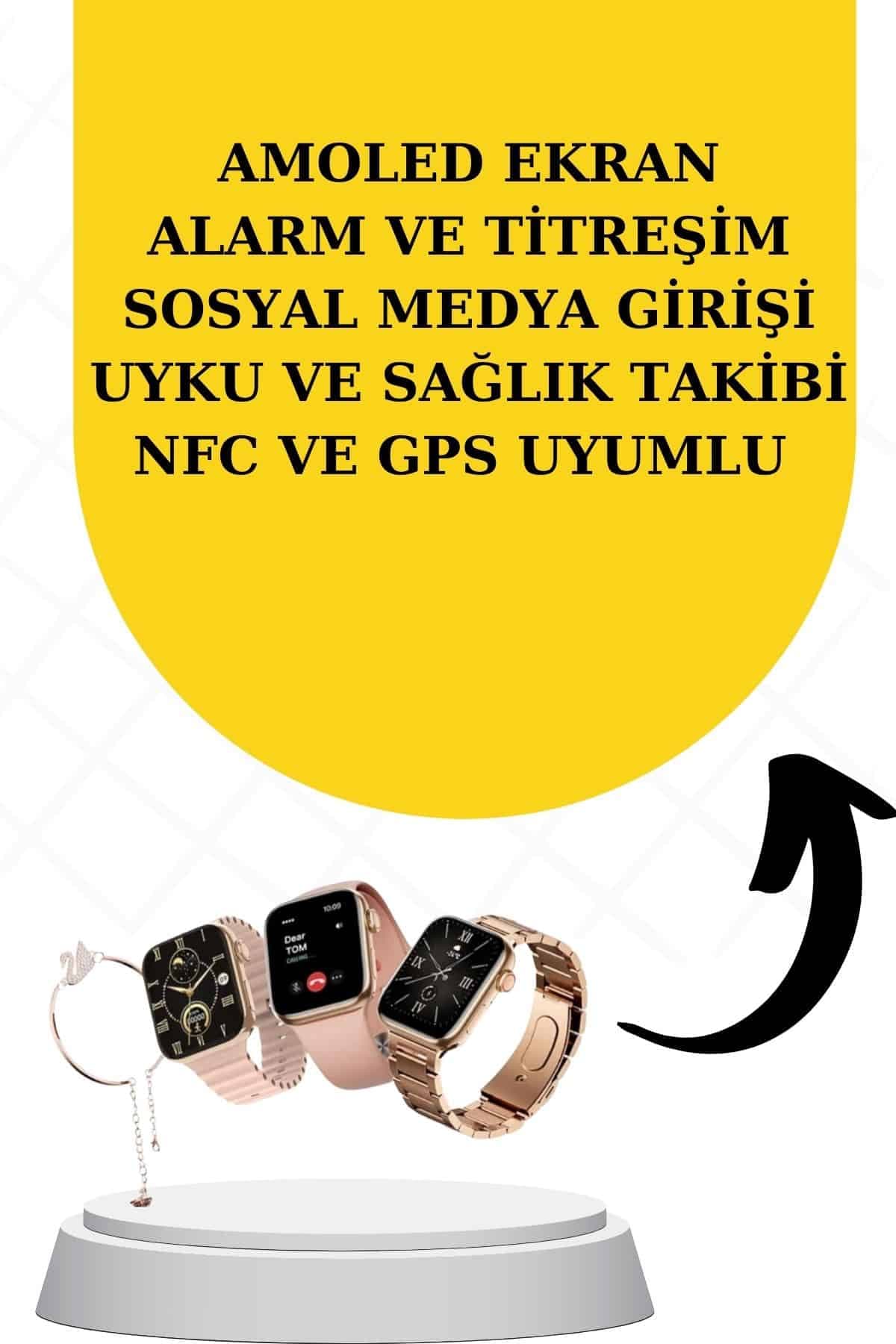 Bileklikli Amoled Ekran Akıllı Saat ve Dijital Göstergeli Kablosuz Bluetooth Kulaklık ANC/ ENC 3