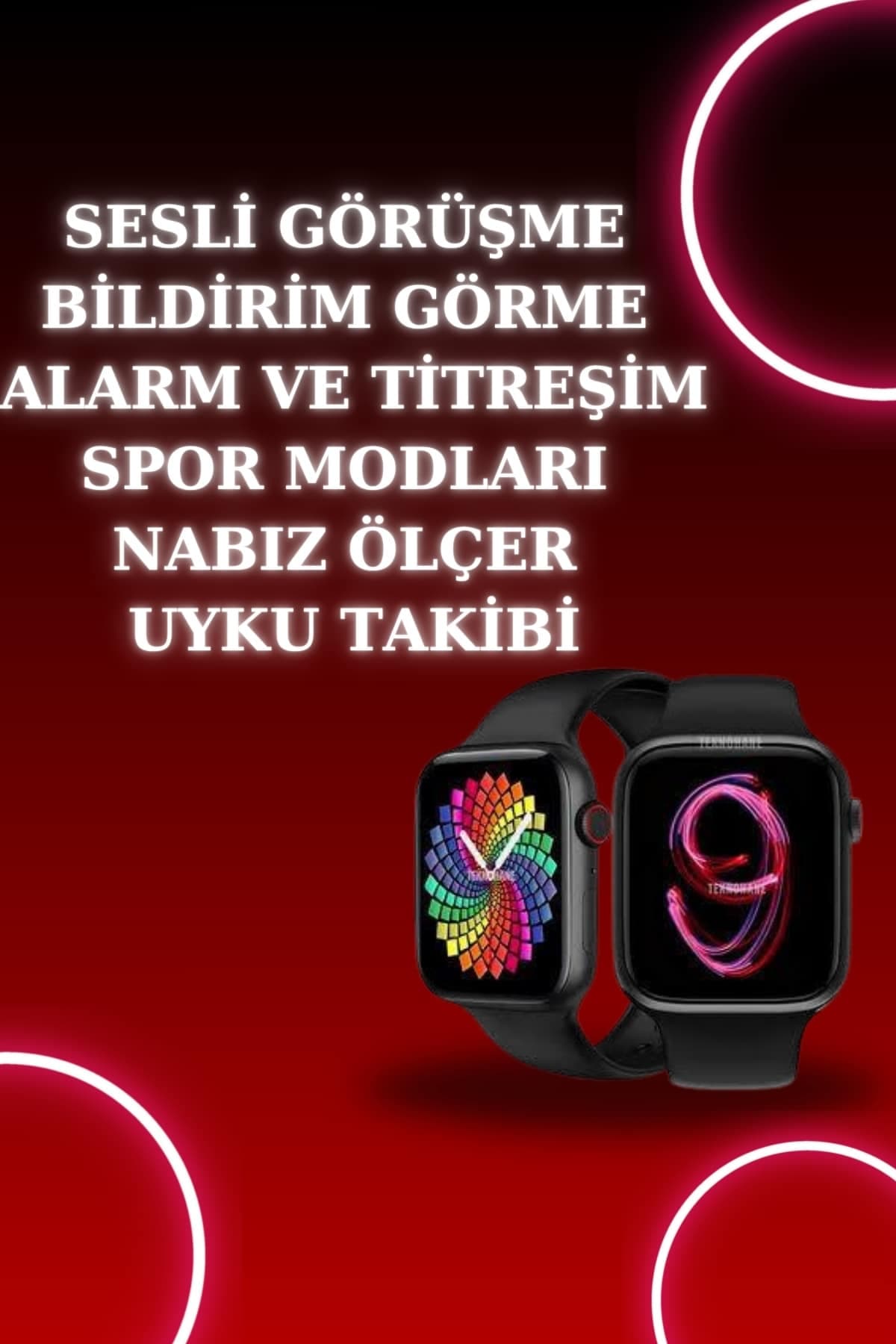 Akıllı Saat Arama Görüşme Bildirim Görme Uyku ve Sağlık Takibi Nabız Ölçer 3 Kordon Hediyeli 3