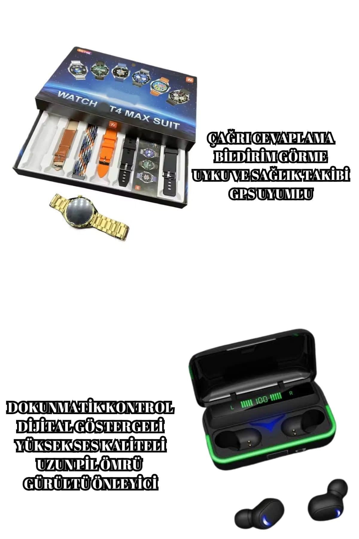 Powerbank Bluetooth Kulaklık Ve Akıllı Saat 7 Kordonlu Metal Kordon Plastik Kordon 3