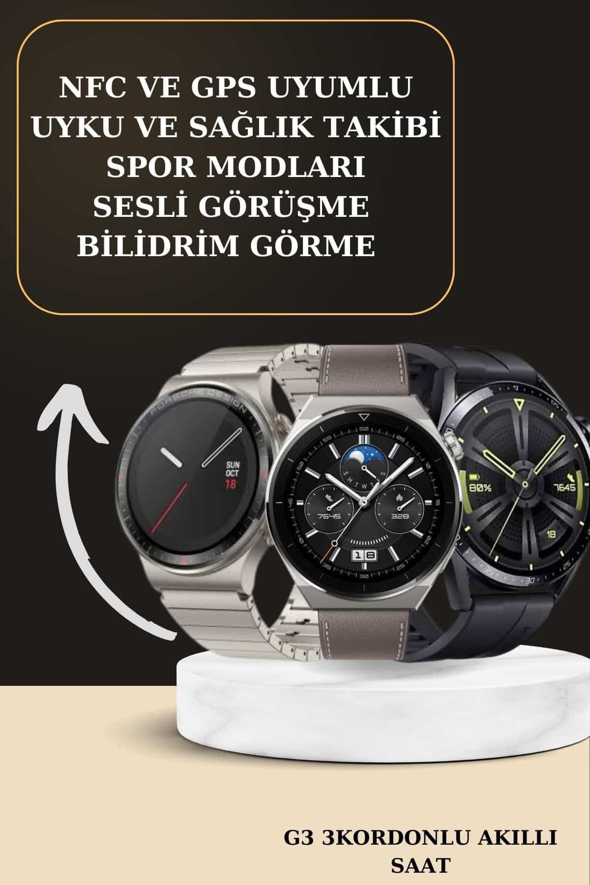Aynalı Bluetooth Kulaklık Yeni Nesil Akıllı Saat Titreşimli Nabız Ölçer Spor Modları 3