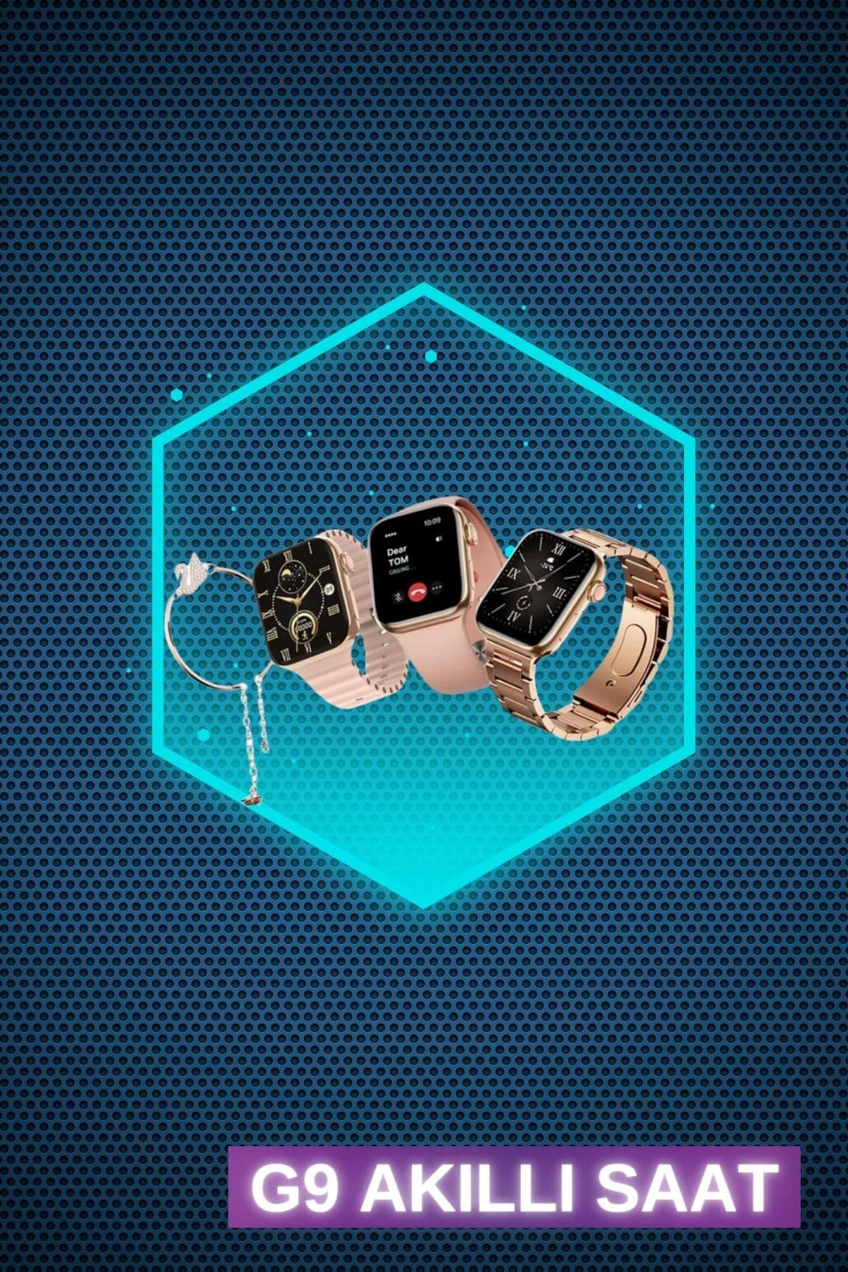 Kadınlar İçin 3 Kordonlu Akıllı Saat ve Dijital Göstergeli Powerbankli Bluetooth Kulaklık Dokunmatik Kontrol 4
