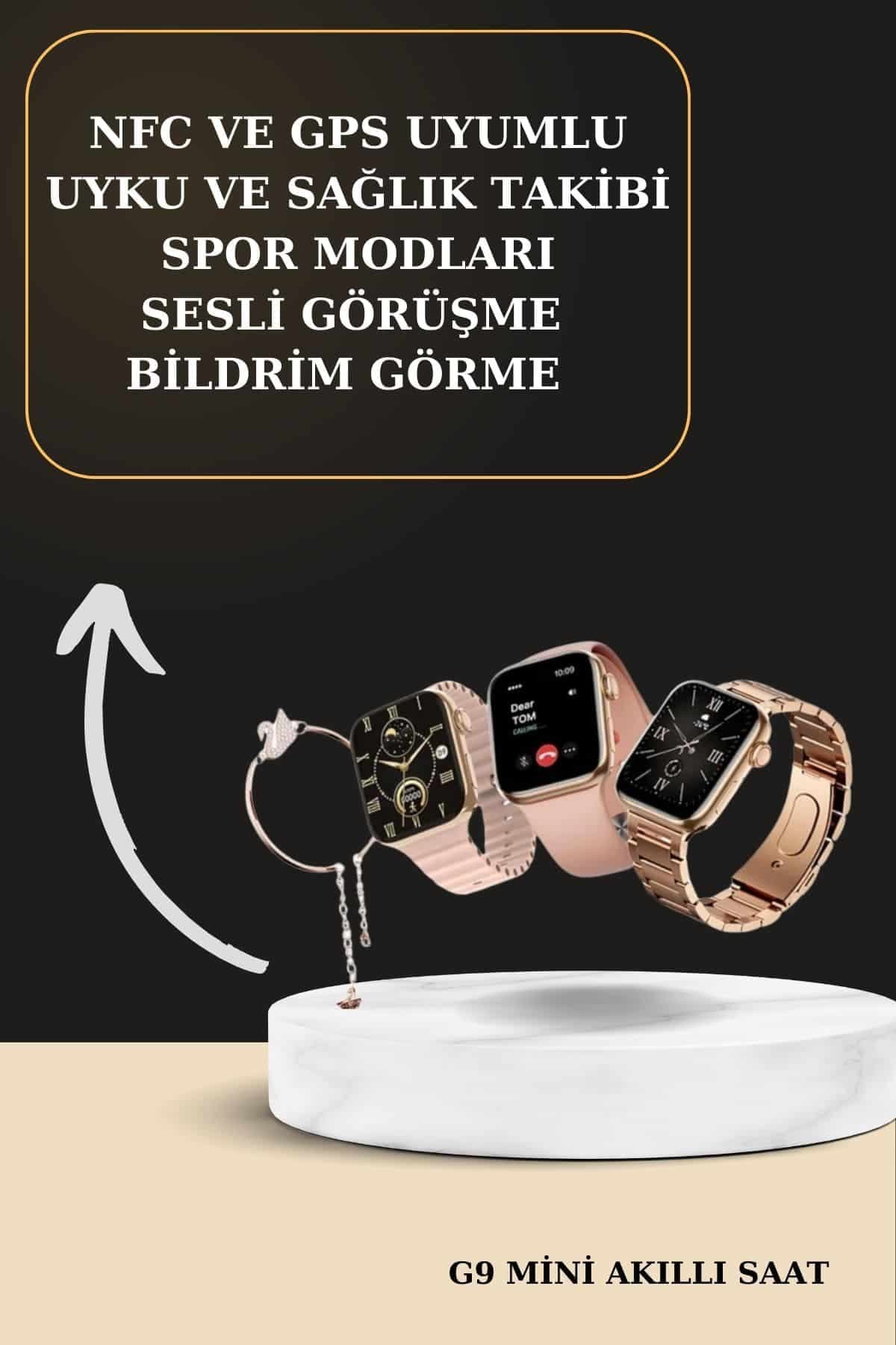 3 Kordonlu Pembe Amoled Ekran Akıllı Saat ve Yeni Nesil Pro Kablosuz Bluetooth Kulaklık ANC/ENC 3