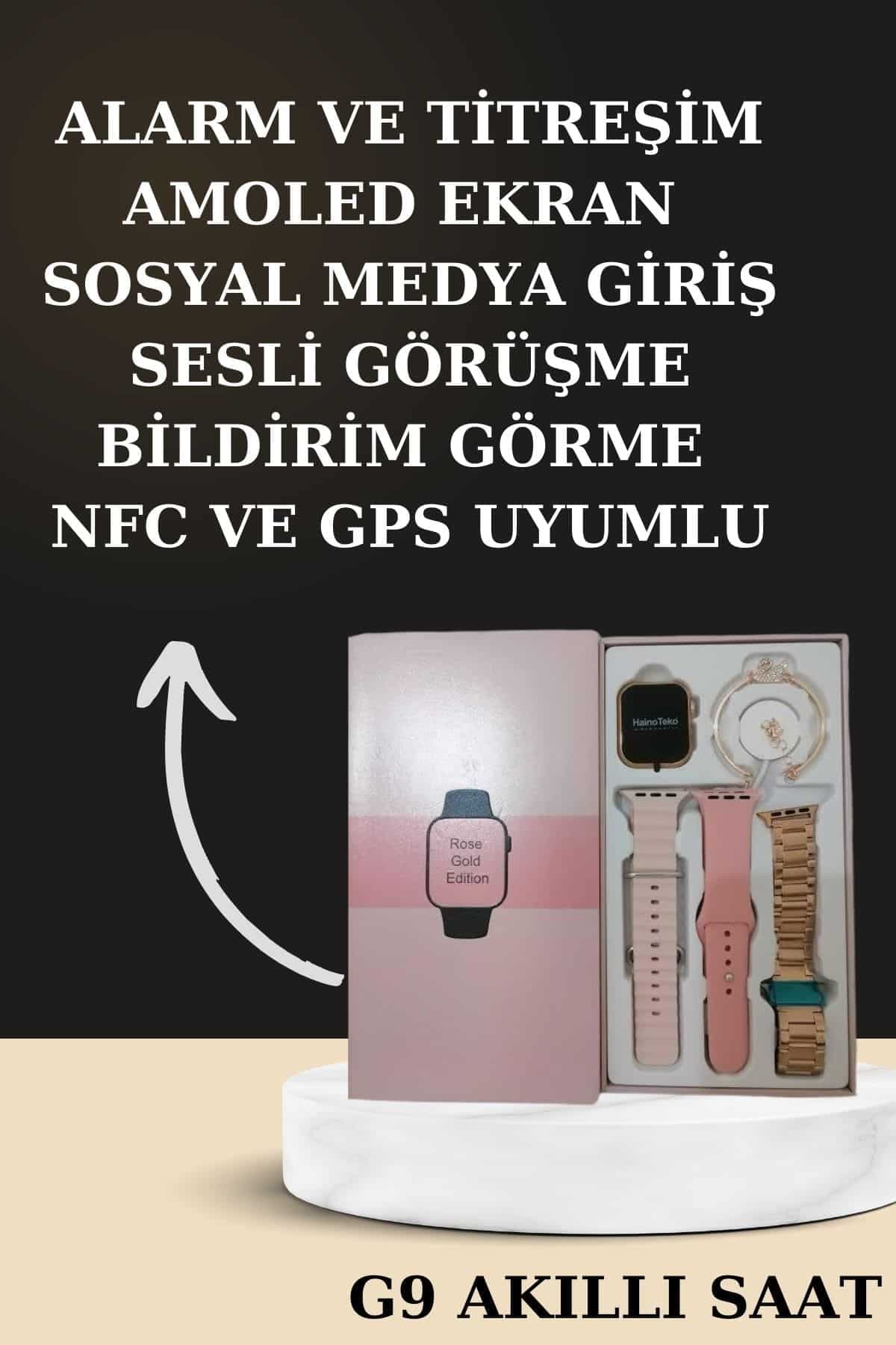 Nabız Ölçer Hediye Bileklikli Akıllı Saat ve Dijital Göstergeli Bluetooth Kulaklık Çoklu Şarj Girişi 4