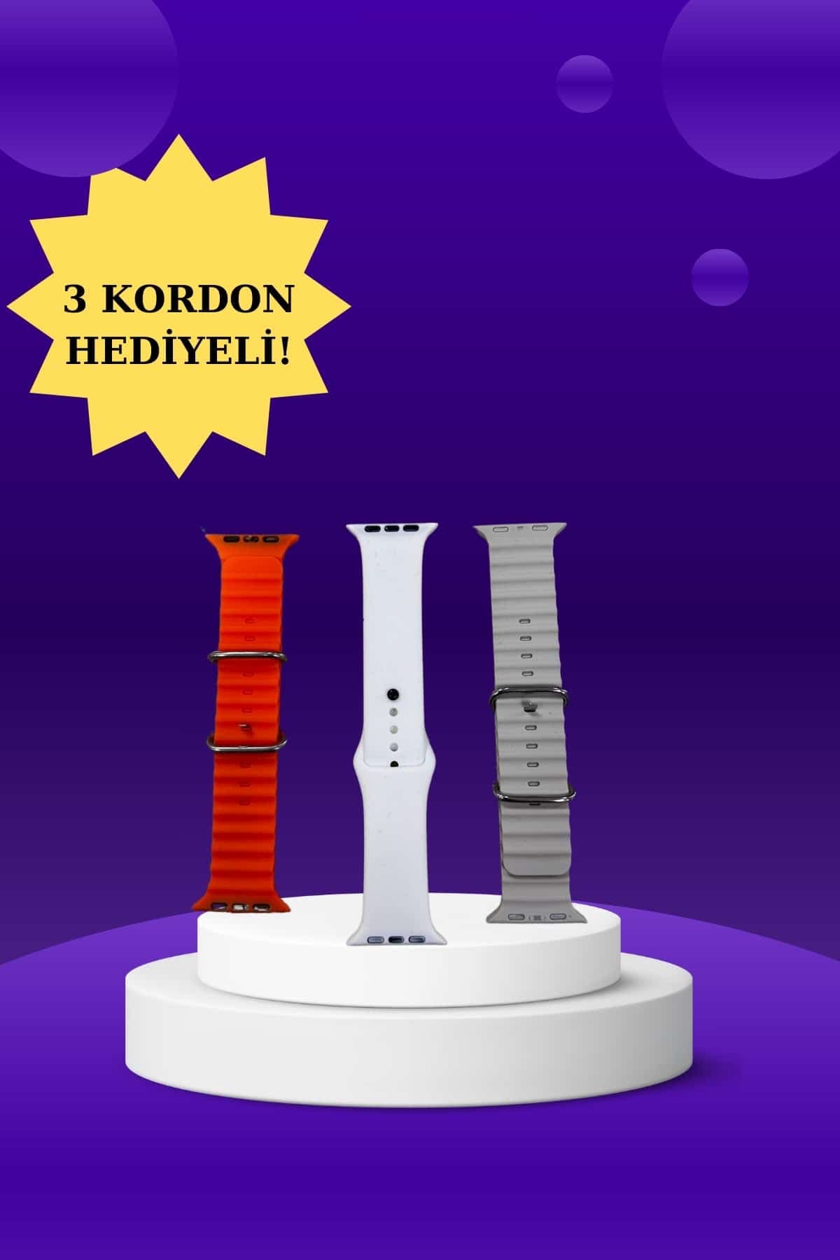 Akıllı Saat Arama Görüşme Bildirim Görme Uyku ve Sağlık Takibi Nabız Ölçer 3 Kordon Hediyeli 4