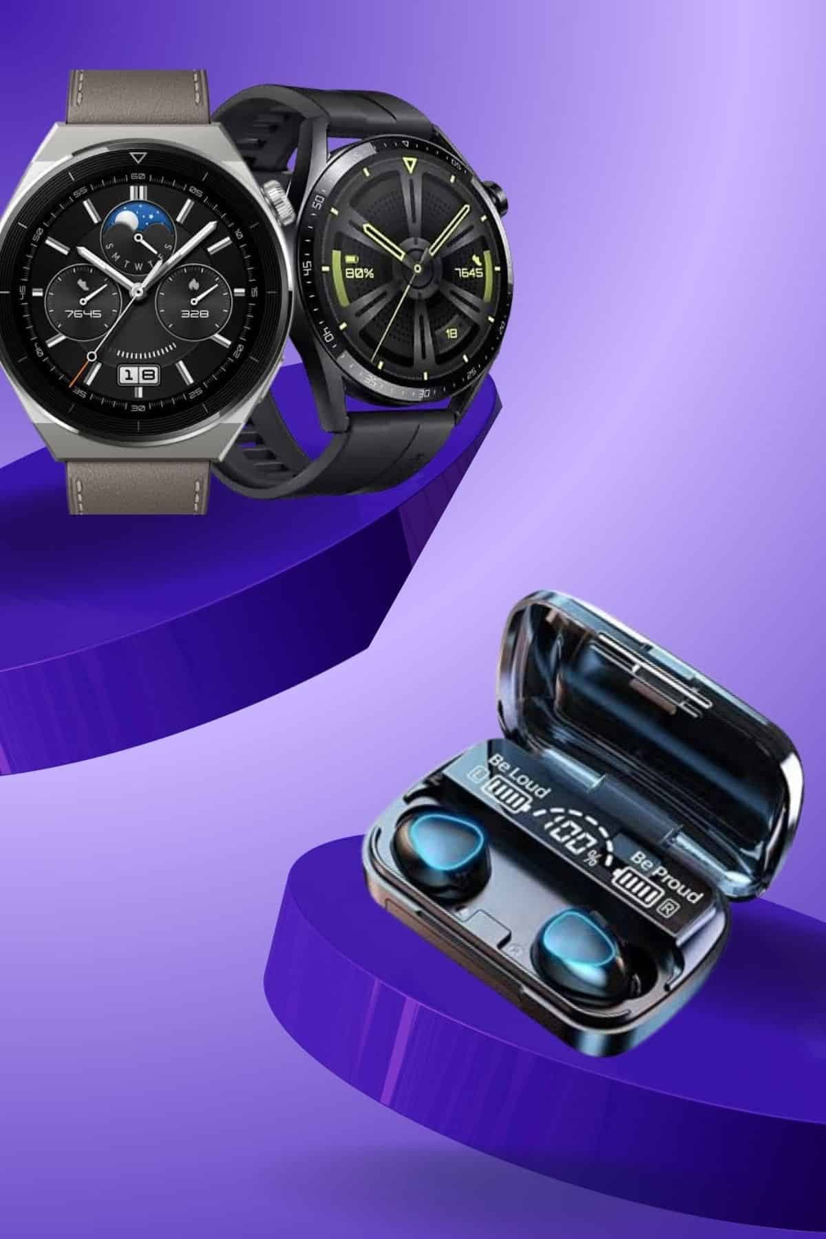 İkili Set Akıllı Saat Ve Bluetooth Kulaklık Kablosuz Uzun Pil Ömrü Spor Modları 5