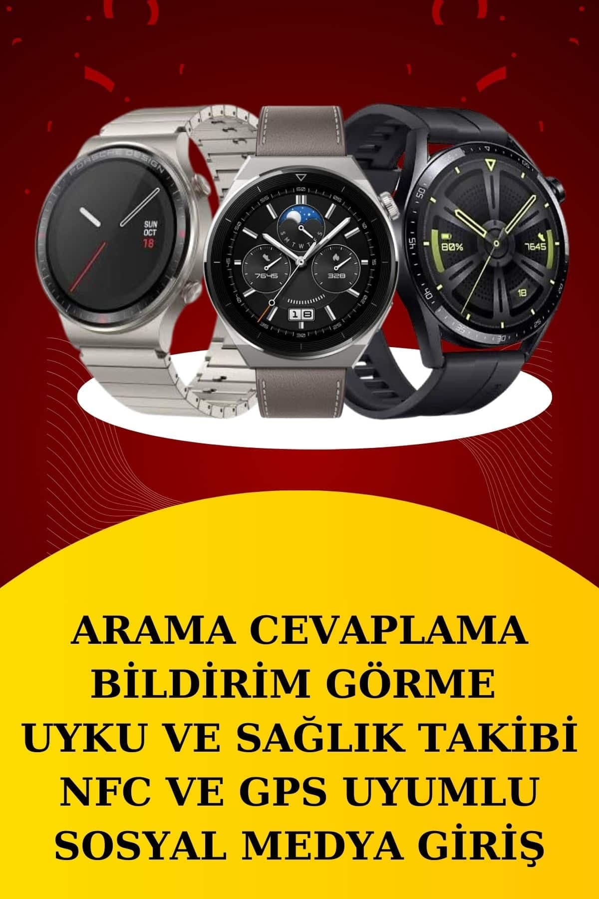 Dijital Göstergeli Bluetooth Kulaklık ve Bildirim Görebilen Akıllı Saat Alarm ve Titreşim 4