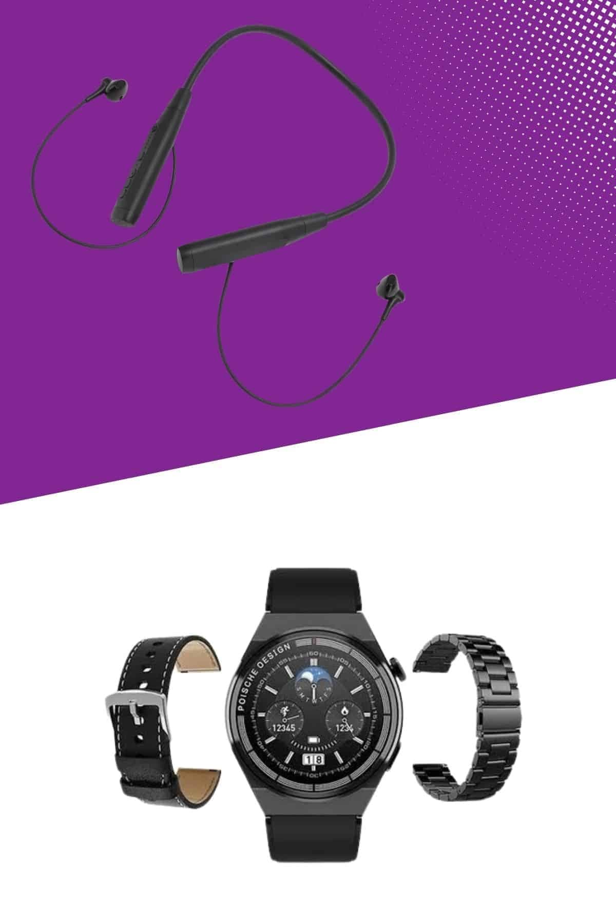 Alarm ve Titreşim Özellikli Akıllı Saat ve Mikrofonlu Kablolu Bluetooth Kulaklık 60 Saat 5
