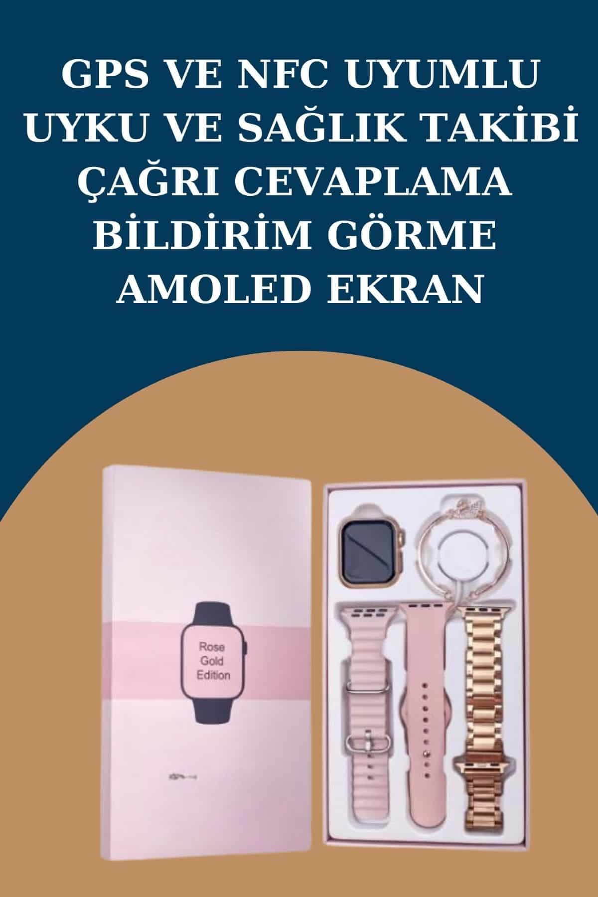 Kadınlar İçin 3 Kordonlu Akıllı Saat ve Dijital Göstergeli Powerbankli Bluetooth Kulaklık Dokunmatik Kontrol 5