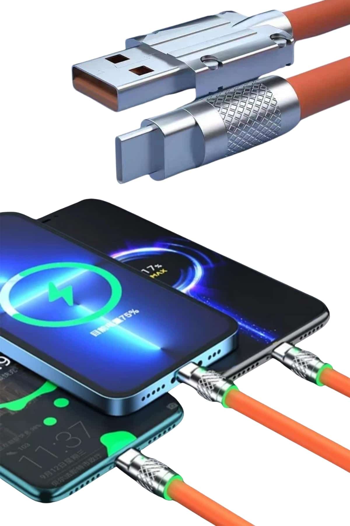 Android ve İOS Uyumlu 180 Derece Type-c Şarj Kablosu 5