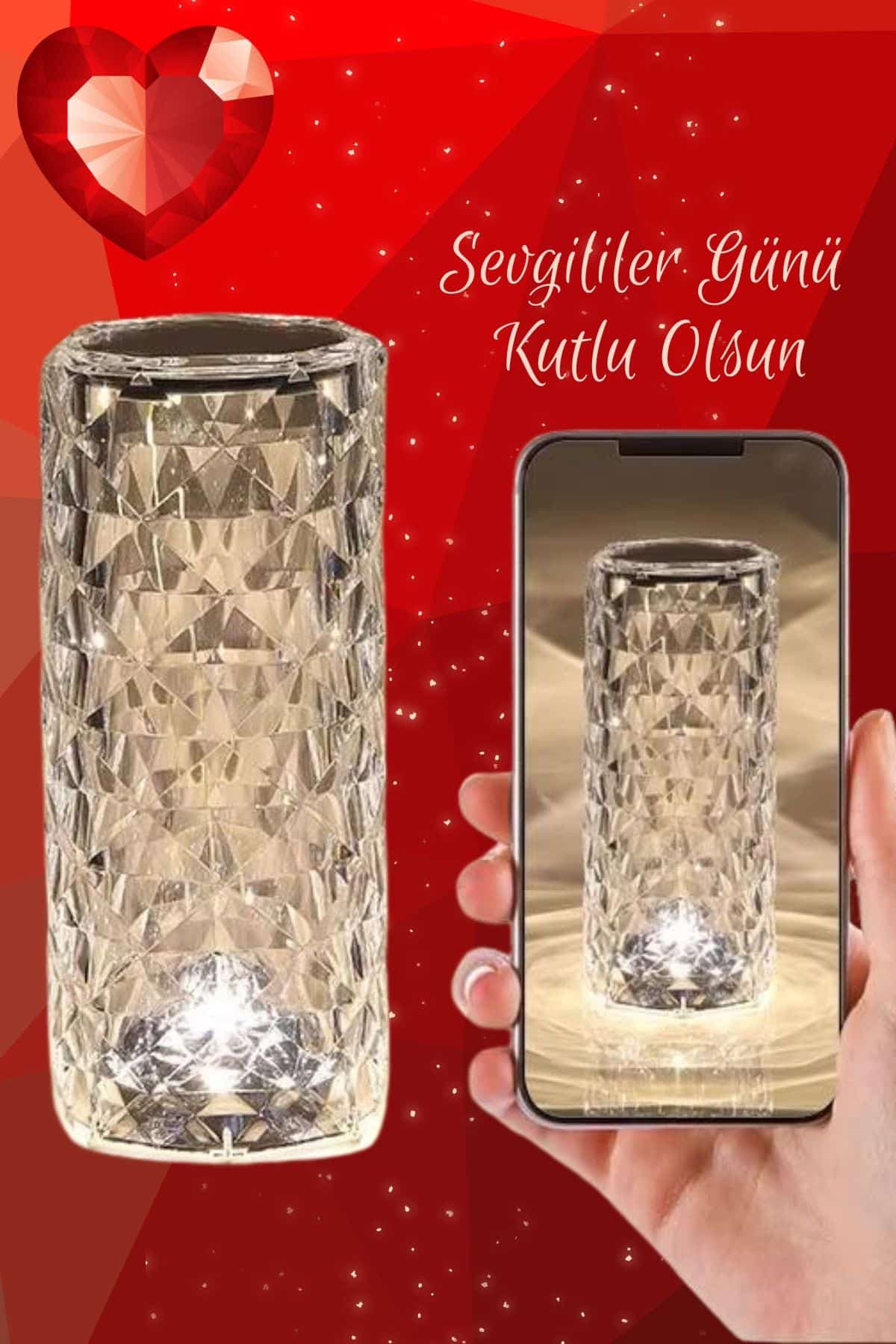 Sevgililer Gününe Özel Romantik Kristal Gece Lambası Sevgiliye Hediye 6