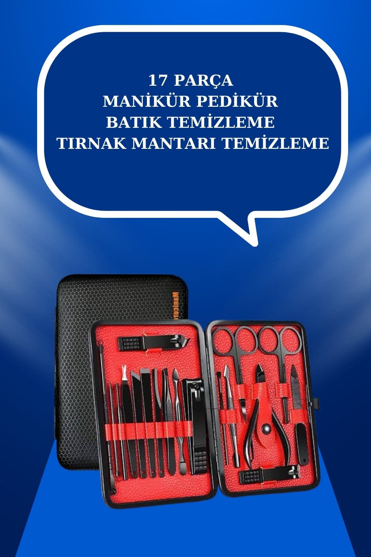 17 Parça El Ayak Bakım Seti Tırnak Temizleme Manikür Pedikür Cımbız Törpü Tırnak Makası 3