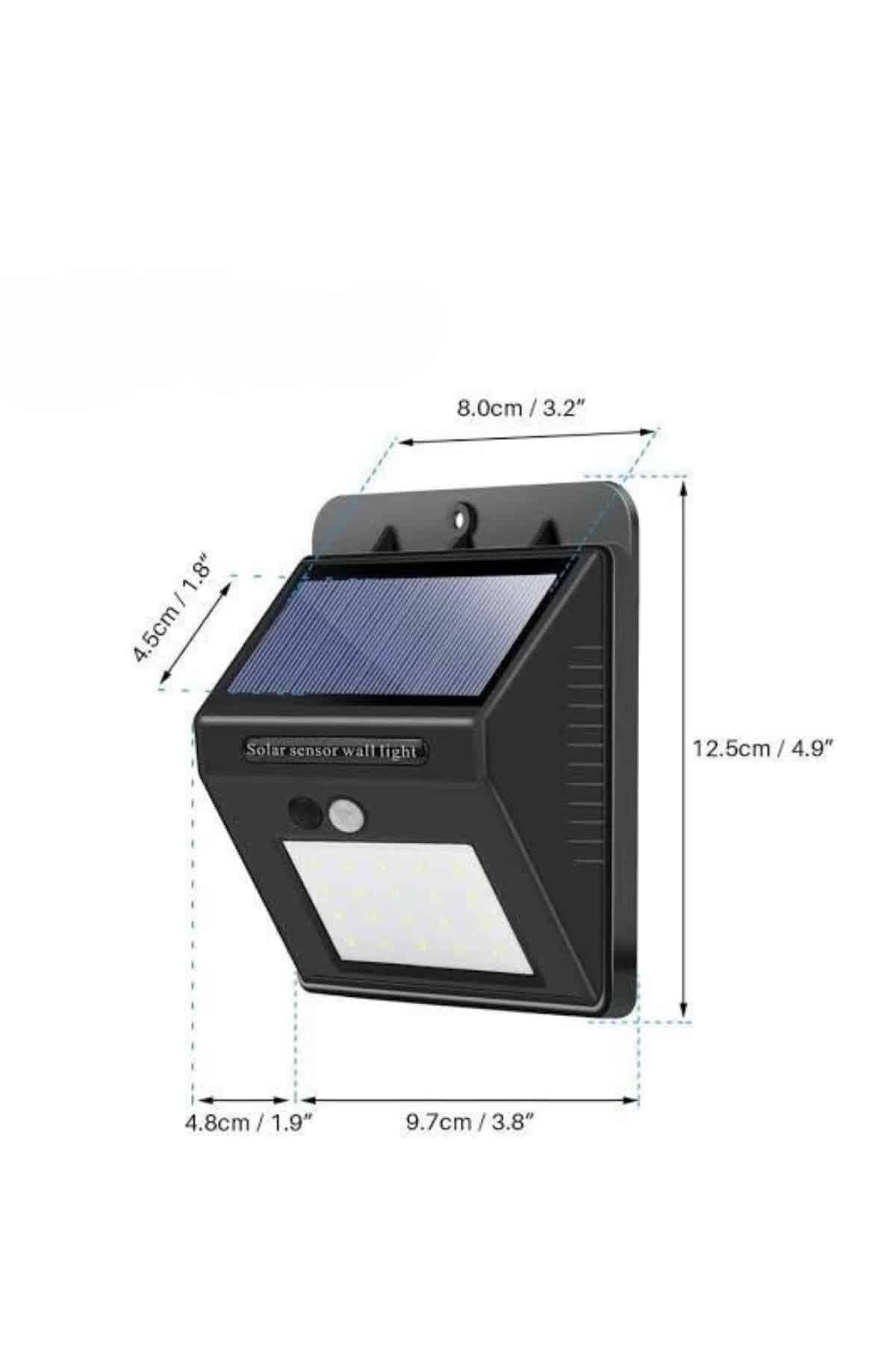 Bahçe Aydınlatma Sensörlü Güneş Enerjili Duvar Lambası 40 Led Işık 6
