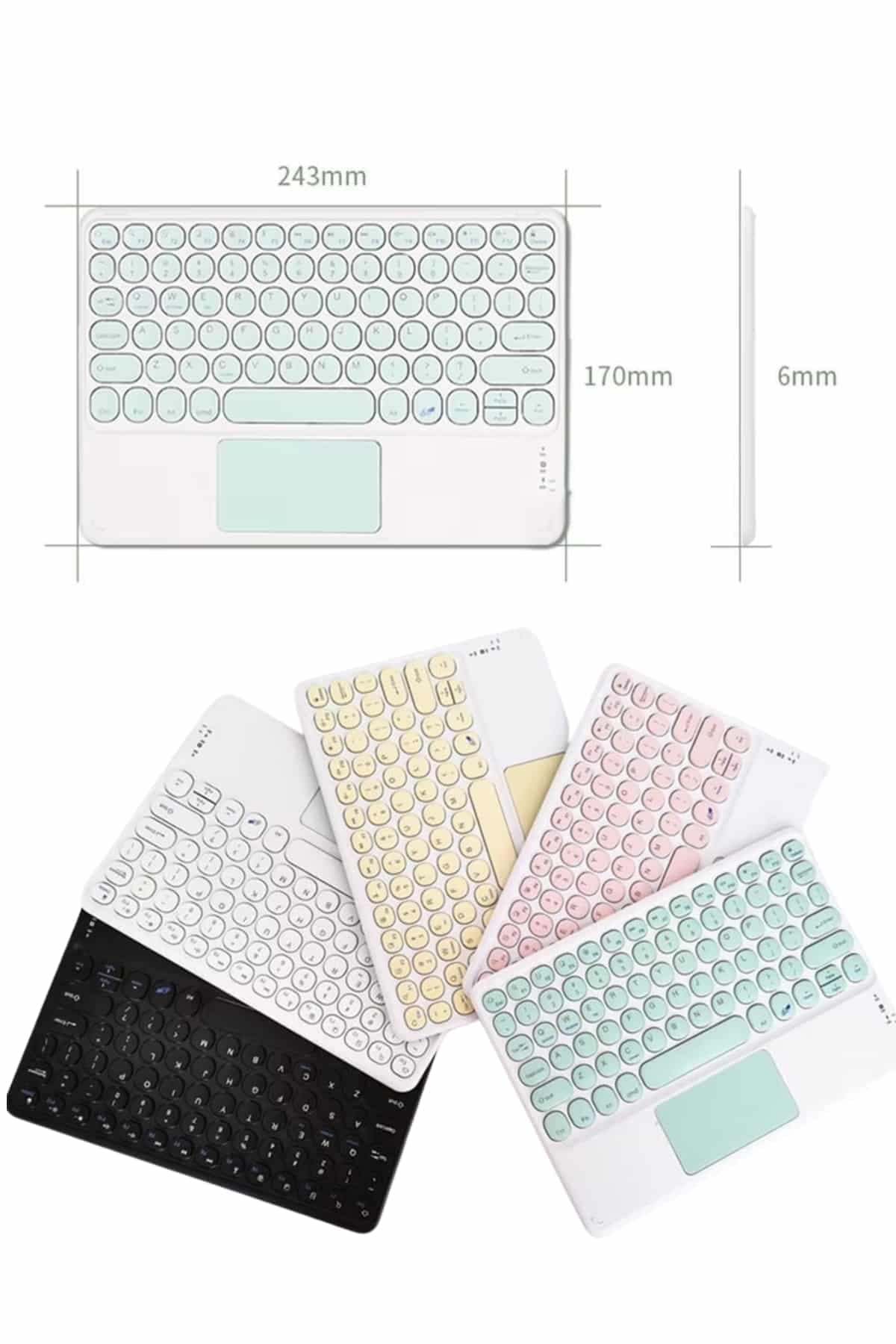 Touchpad Tüm Cihazlara Uyumlu Bluetooth Klavye Touchpad Slim Kablosuz Wifi Q Klavye 6