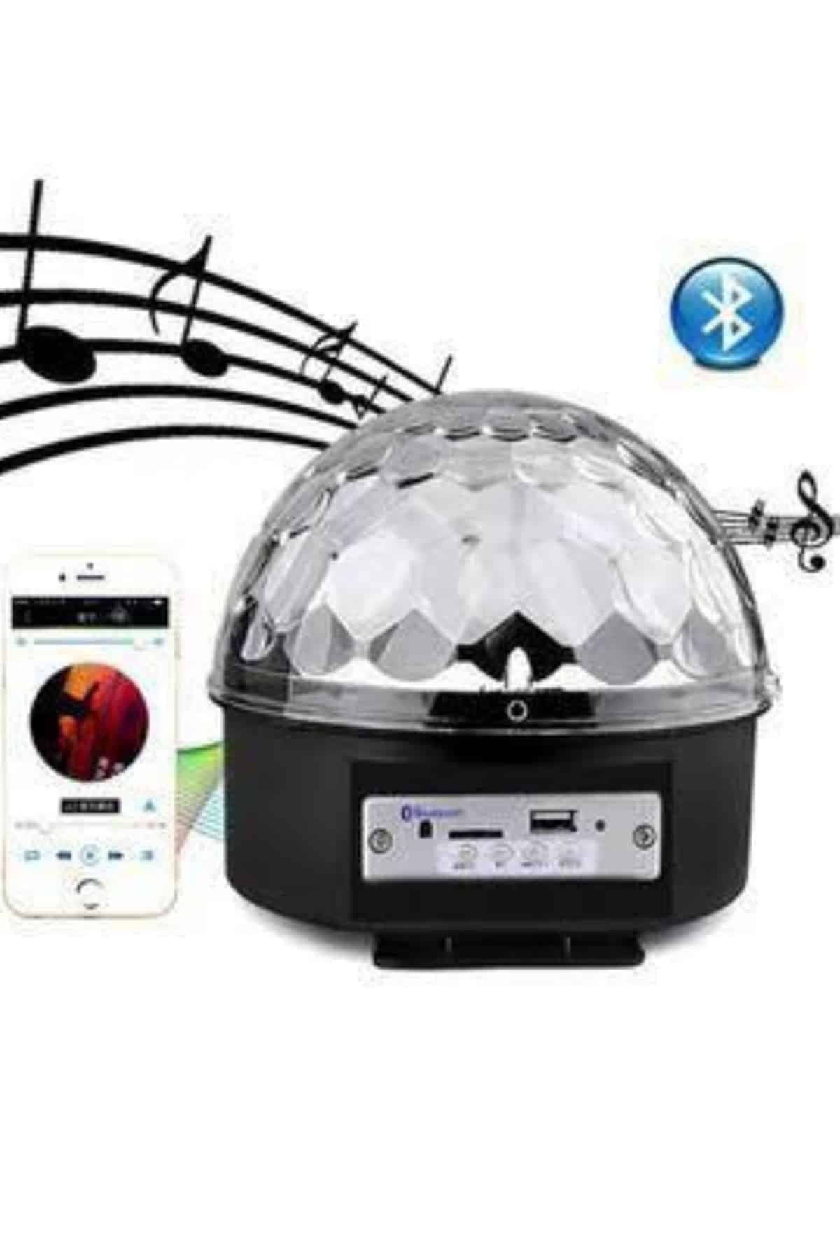 Led Işık Disko Topu Bluetooth Hoparlörlü USB Müzik Çalar Kumandalı 6