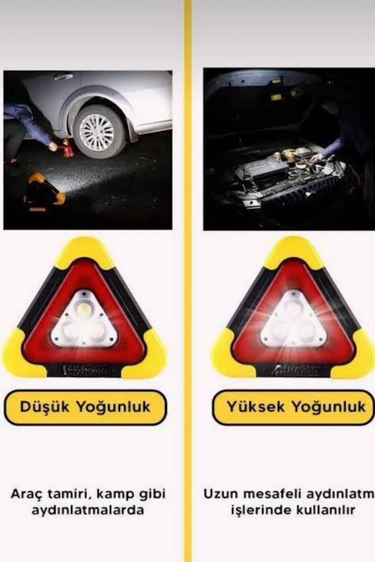 Solar Şarjlı Çok Fonksiyonlu Reflektör Işıklı Ikaz Lambası Acil Durum Reflektörü Acil Durum Uyarı Lambası 6