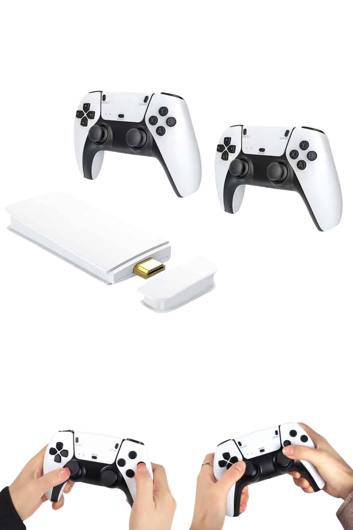 4K HD Görüntü Kaliteli Retro Game Stick 20000 Oyunlu Çift Kollu Beyaz Game Stick 3