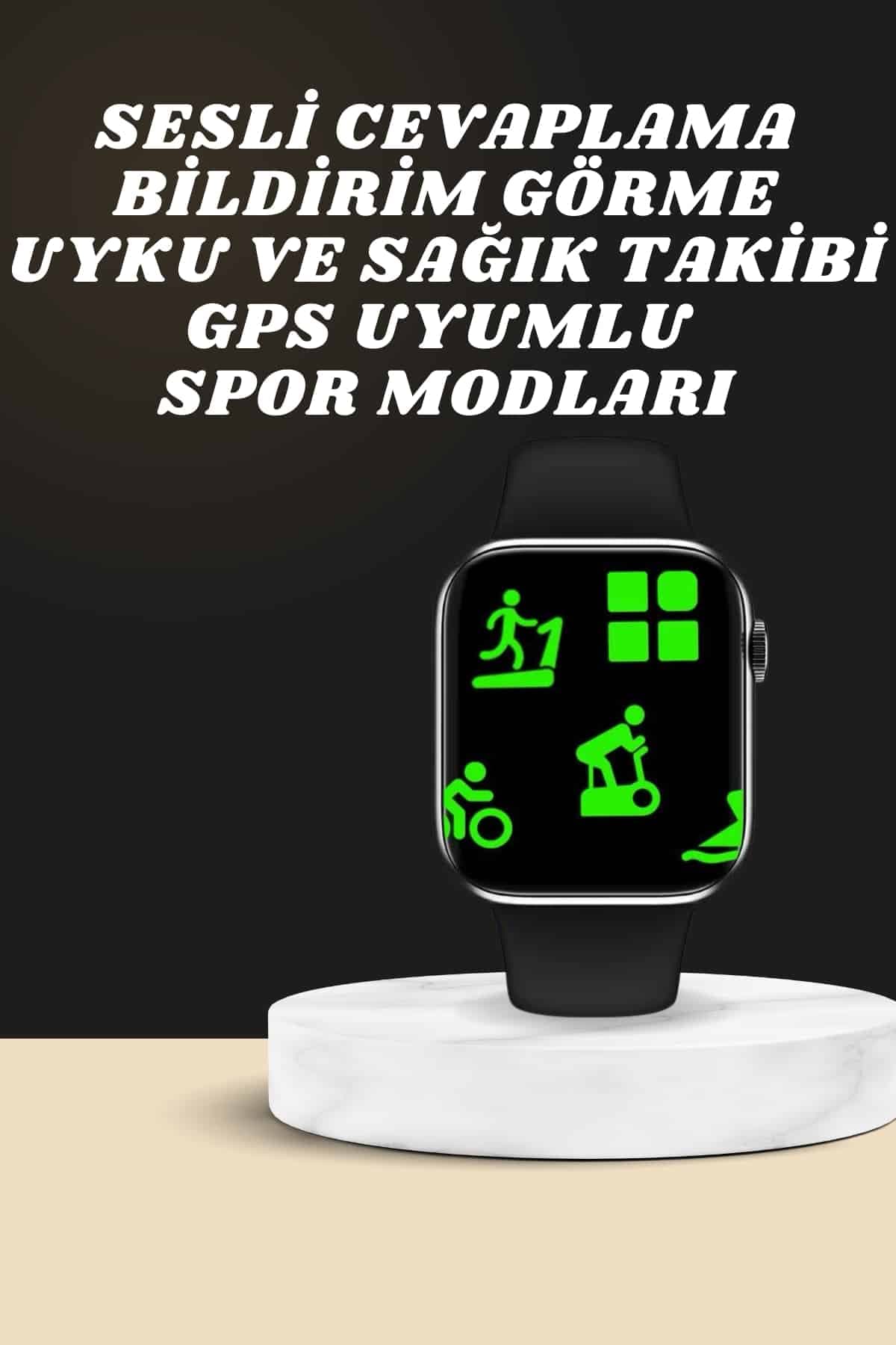 Akıllı Saat Wireless Şarj Yüksek Çözünürlüklü Müzik Dinleme Sesli Cevaplama 5