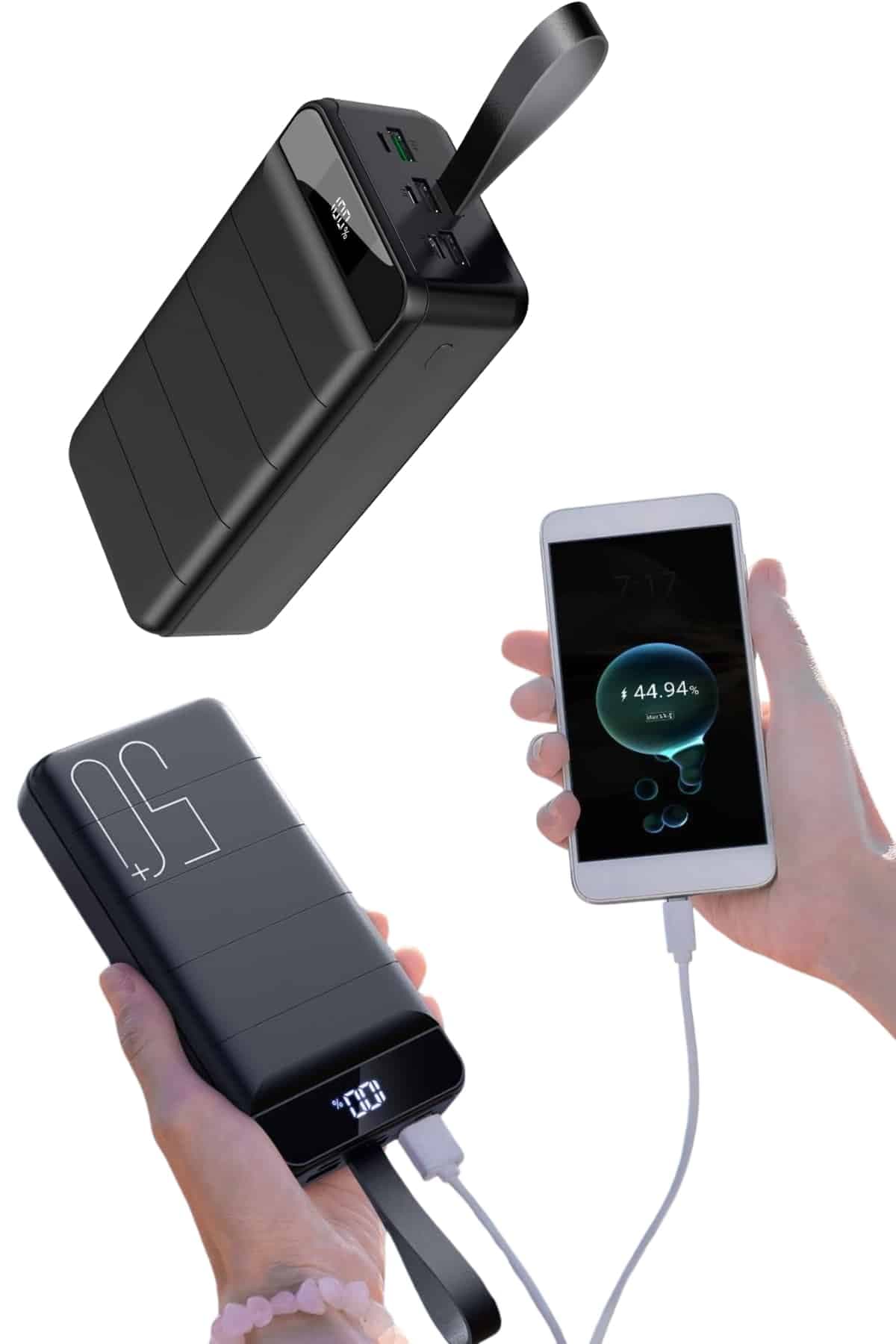 Taşınabilir Powerbank 50.000 mAh 4 Girişli Hızlı Şarj Led Göstergeli Fenerli Şarj 3