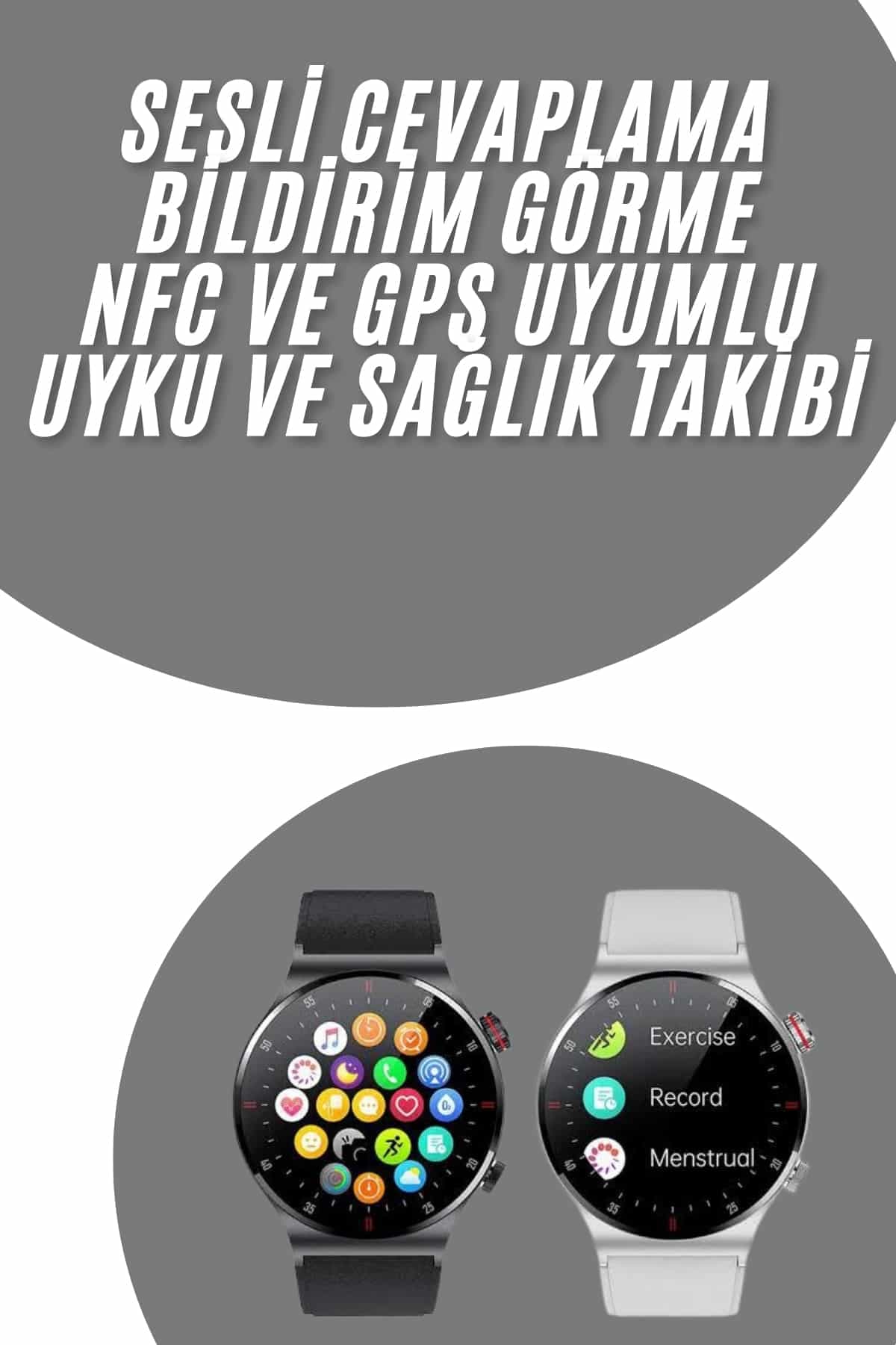 Akıllı Saat Uyku ve Sağlık Takibi NFC Uyumlu Bluetoooth Bağlantılı Android İOS Uyumlu 3