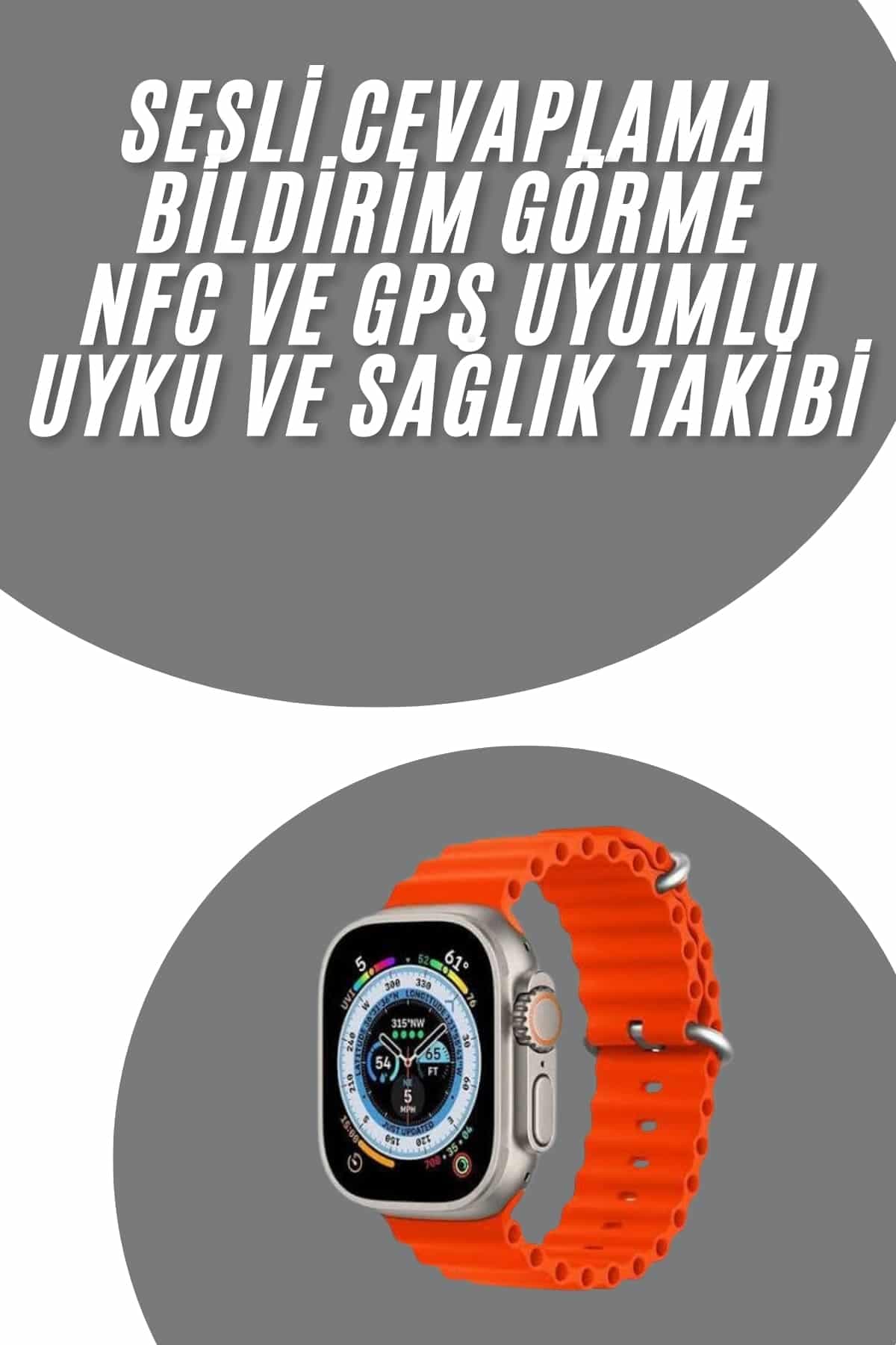 Akıllı Saat Android ve İOS Uyumlu 49 MM NFC Özelliği GPS Takibi 3