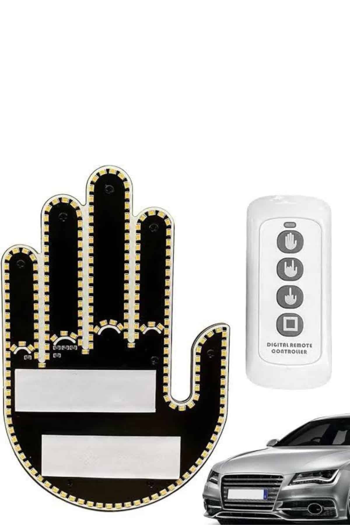 El Orta Parmak Led Kumandalı Araç İçi Reflektör Arka Cam El Simgesi 4