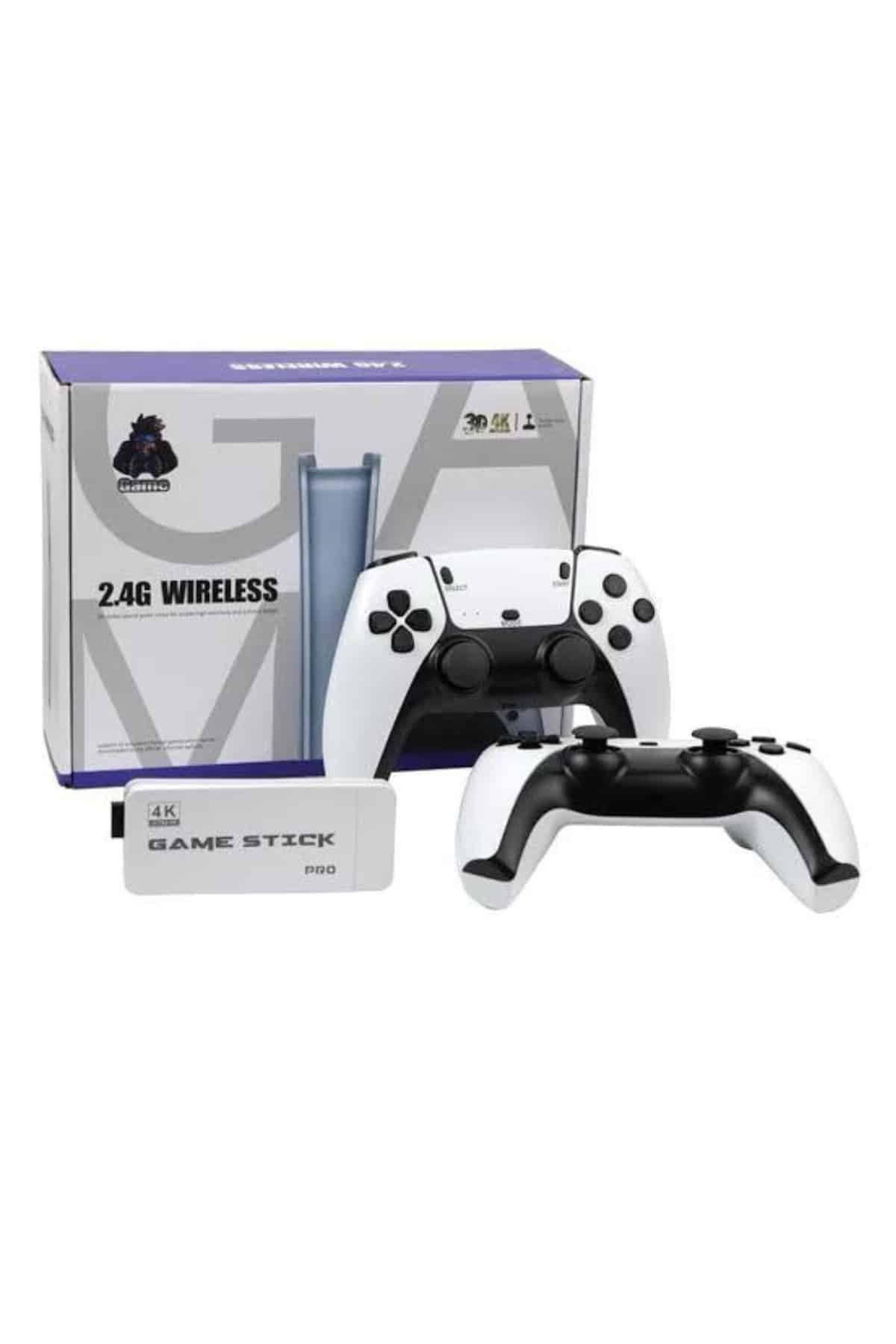 4K HD Görüntü Kaliteli Retro Game Stick 20000 Oyunlu Çift Kollu Beyaz Game Stick 4