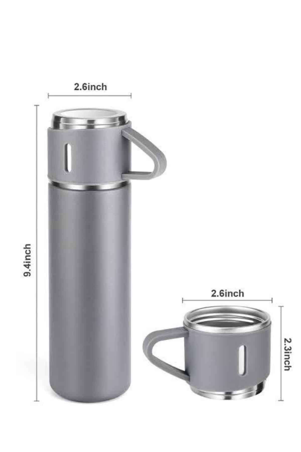 Termos Seti Paslanmaz Çelik 3 Bardaklı Vakumlu Termos Set 500 Ml 12 Saate Kadar Isı Koruma 4