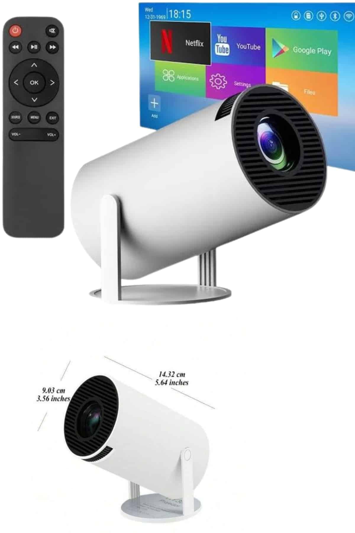 Sinema Projektörü Android HDMI USB WİFİ Ses Çıkışlı Ayaklı Projeksiyon Taşınabilir 4