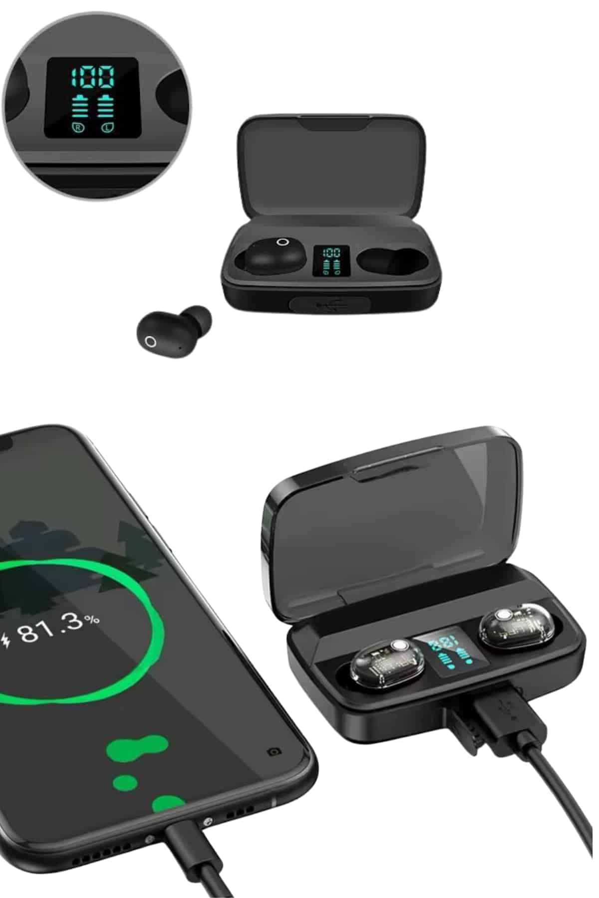 Yeni Nesil TWS Kablosuz Kulaklık Güçlü Batarya Yüksek Kalite Bluetooth 5.0 ANC Özelliği 5