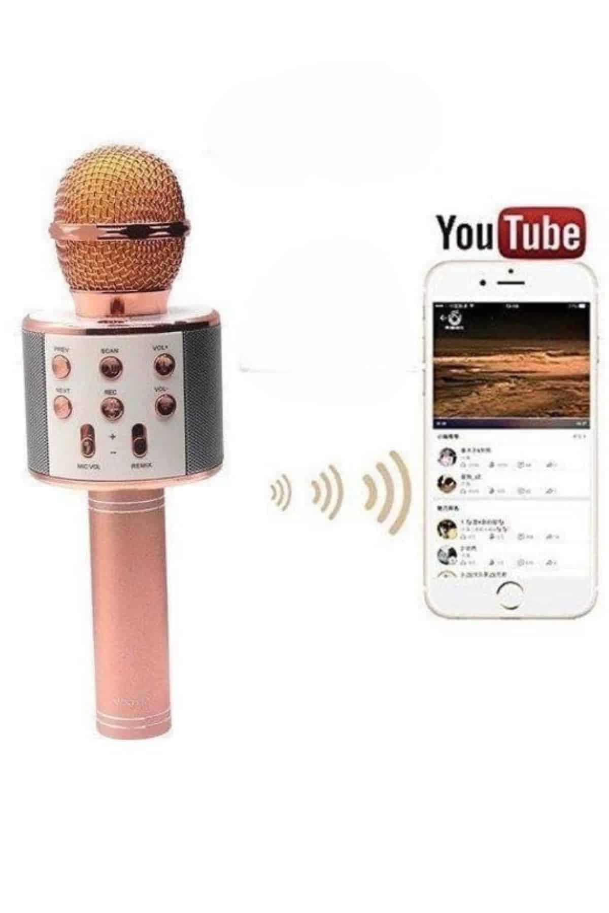 Bluetooth Hoparlör USB AUX SD Kart Kaoroke Mikrofon Uzun Pil Ömrü 5