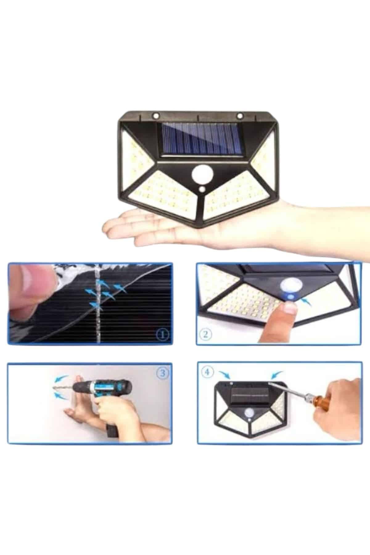 Bahçe Lambası Bahçe Aydınlatma Sensörlü Suya Dayanıklı 100 Led 4