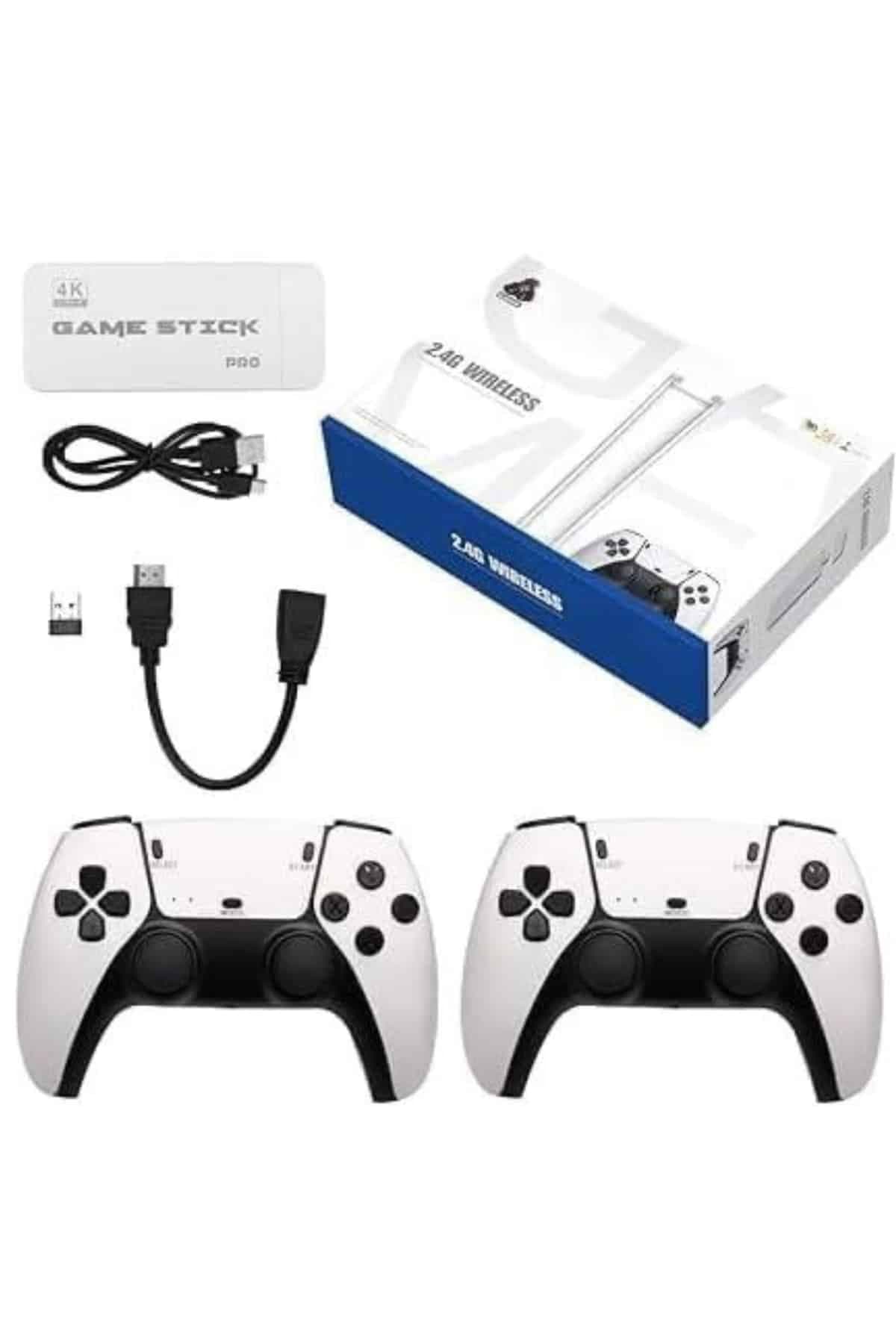 4K HD Görüntü Kaliteli Retro Game Stick 20000 Oyunlu Çift Kollu Beyaz Game Stick 6
